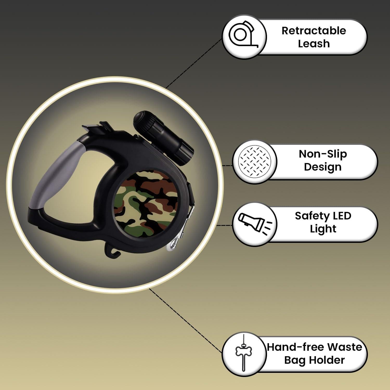 Correa Retráctil para Perro Camo 8m - Mejores Suministros