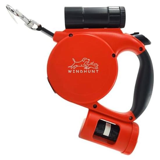Correa Retráctil para Perros Windhunt 4.88m con Linterna Roja