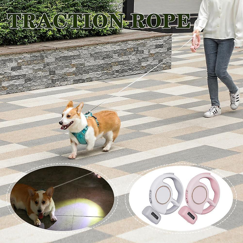 Correa de Perro Retráctil 3M - LED, Freno, Dispensador - Blanco