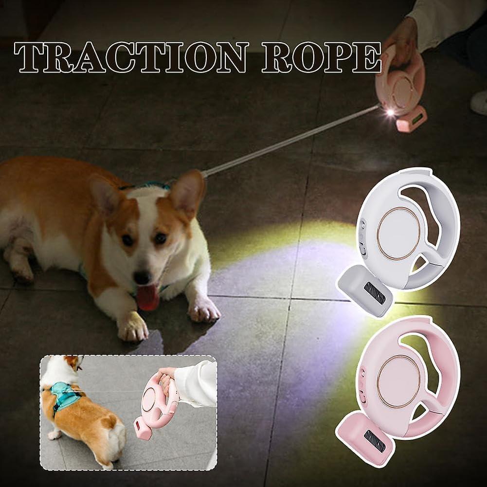 Correa de Perro Retráctil 3M - LED, Freno, Dispensador - Blanco