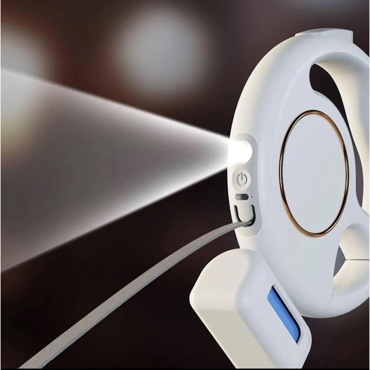 Correa de Perro Retráctil 3M - LED, Freno, Dispensador - Blanco