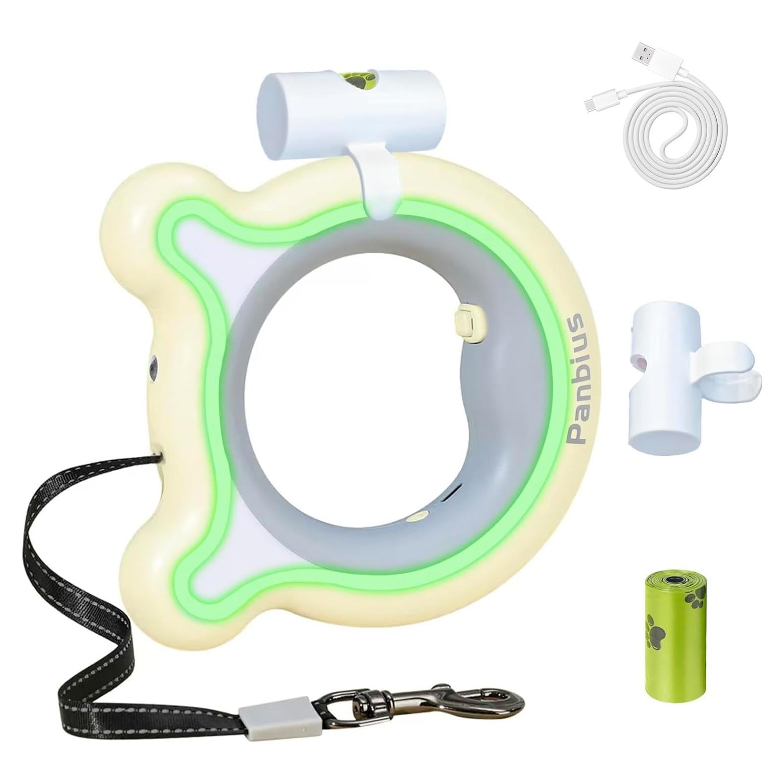 Correa Retráctil para Perros Panbius 3m LED 30kg Amarillo