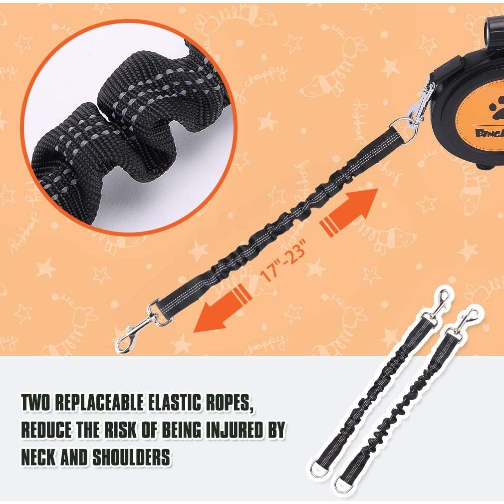 Correa Doble Retráctil para Perros BINGPET 8m con Linterna LED