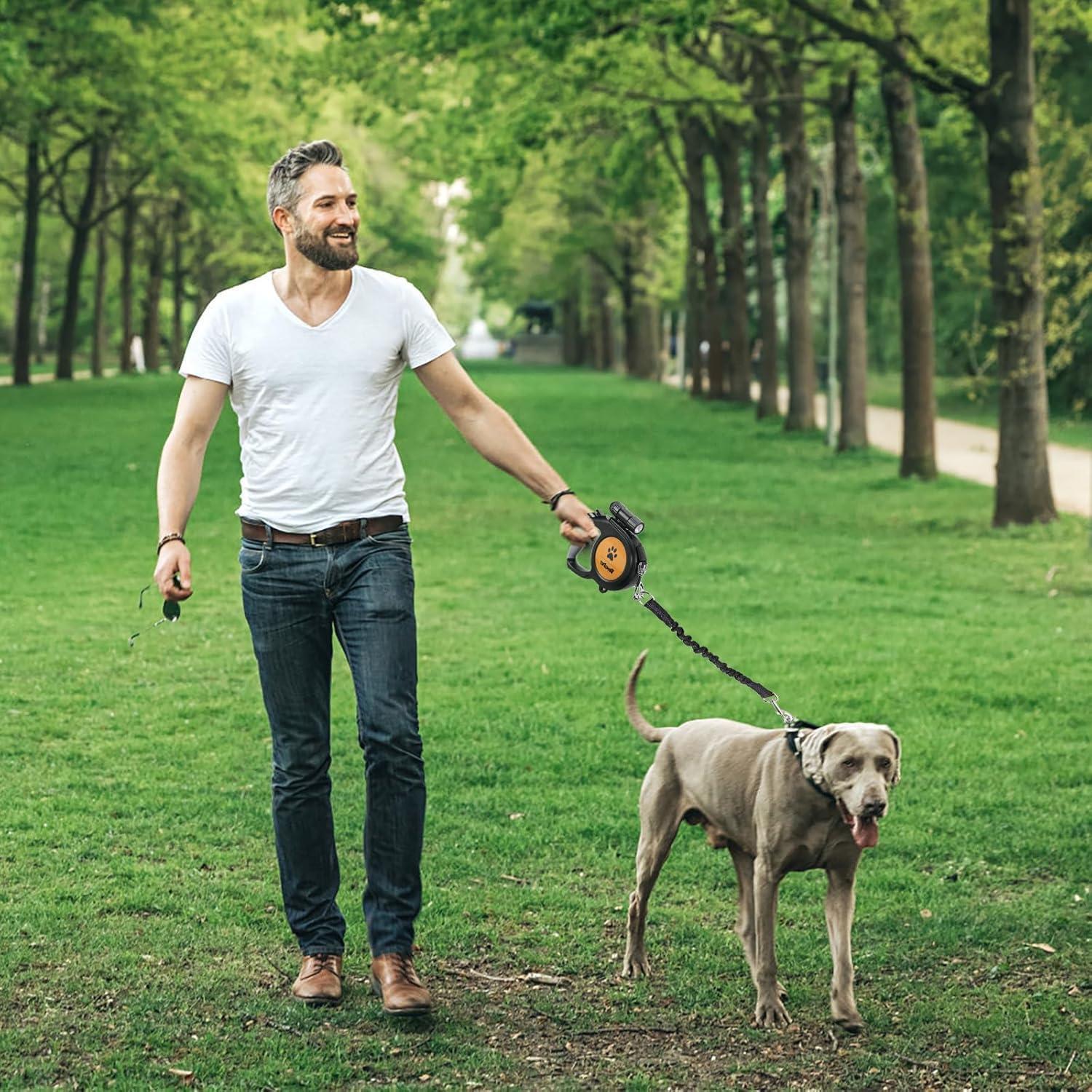 Correa Doble Retráctil para Perros BINGPET 8m con Linterna LED