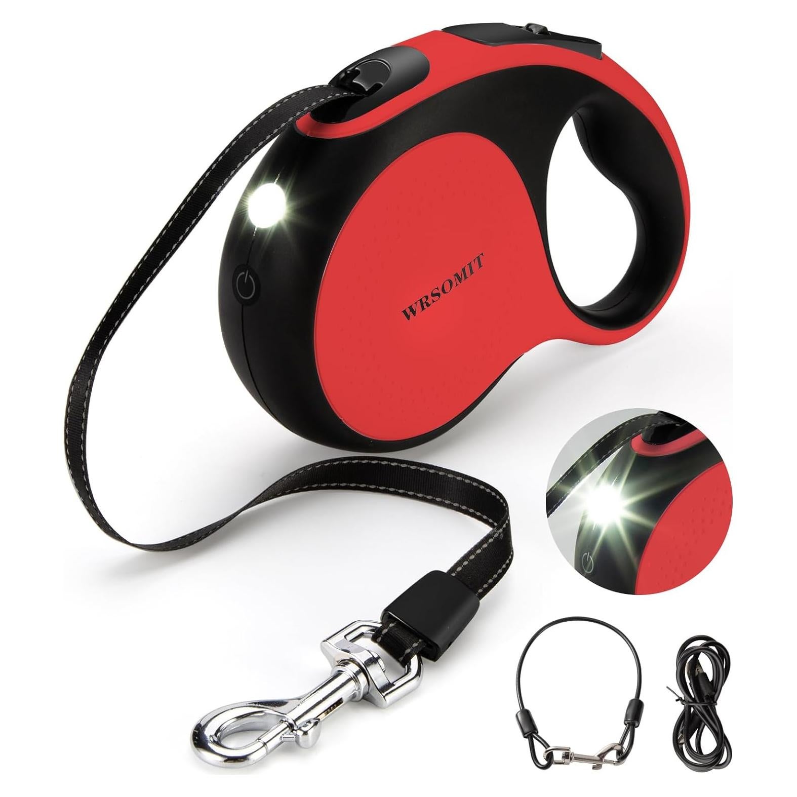 Correa de Perro Retráctil WRSOMIT 4.88m con Linterna LED y Resistente