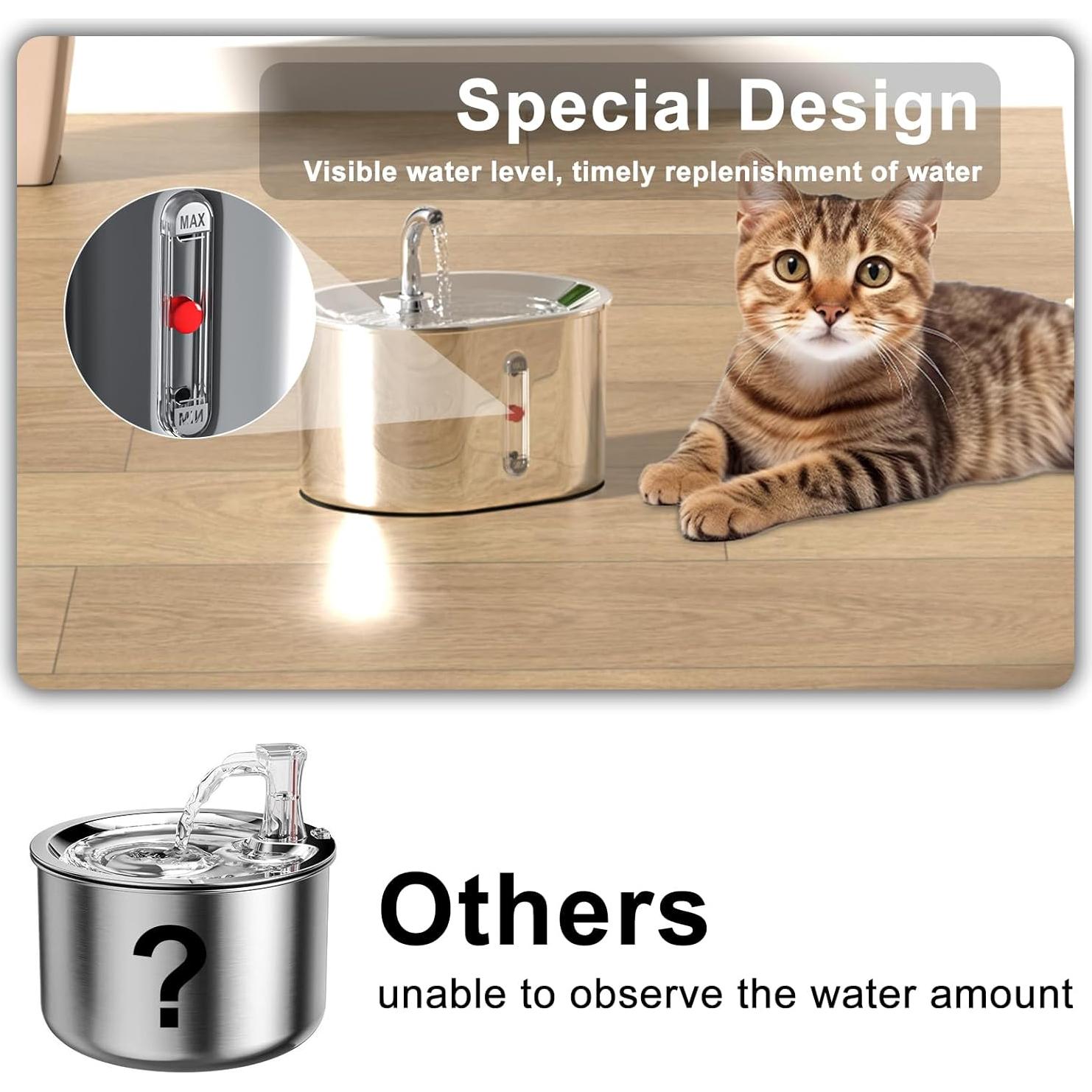 Dispensador de Agua para Gatos Joric Acero Inoxidable 2.5L