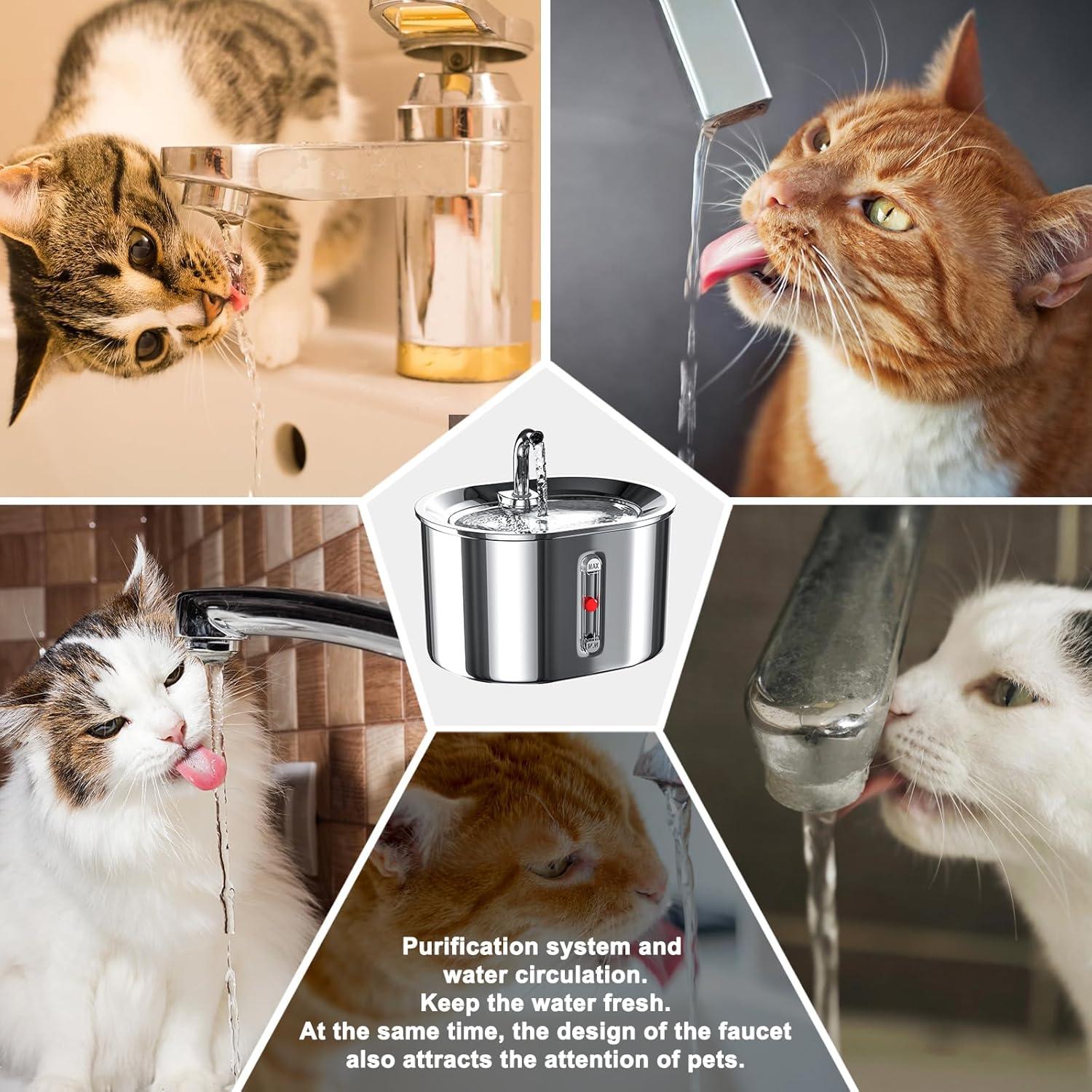 Dispensador de Agua para Gatos Joric Acero Inoxidable 2.5L