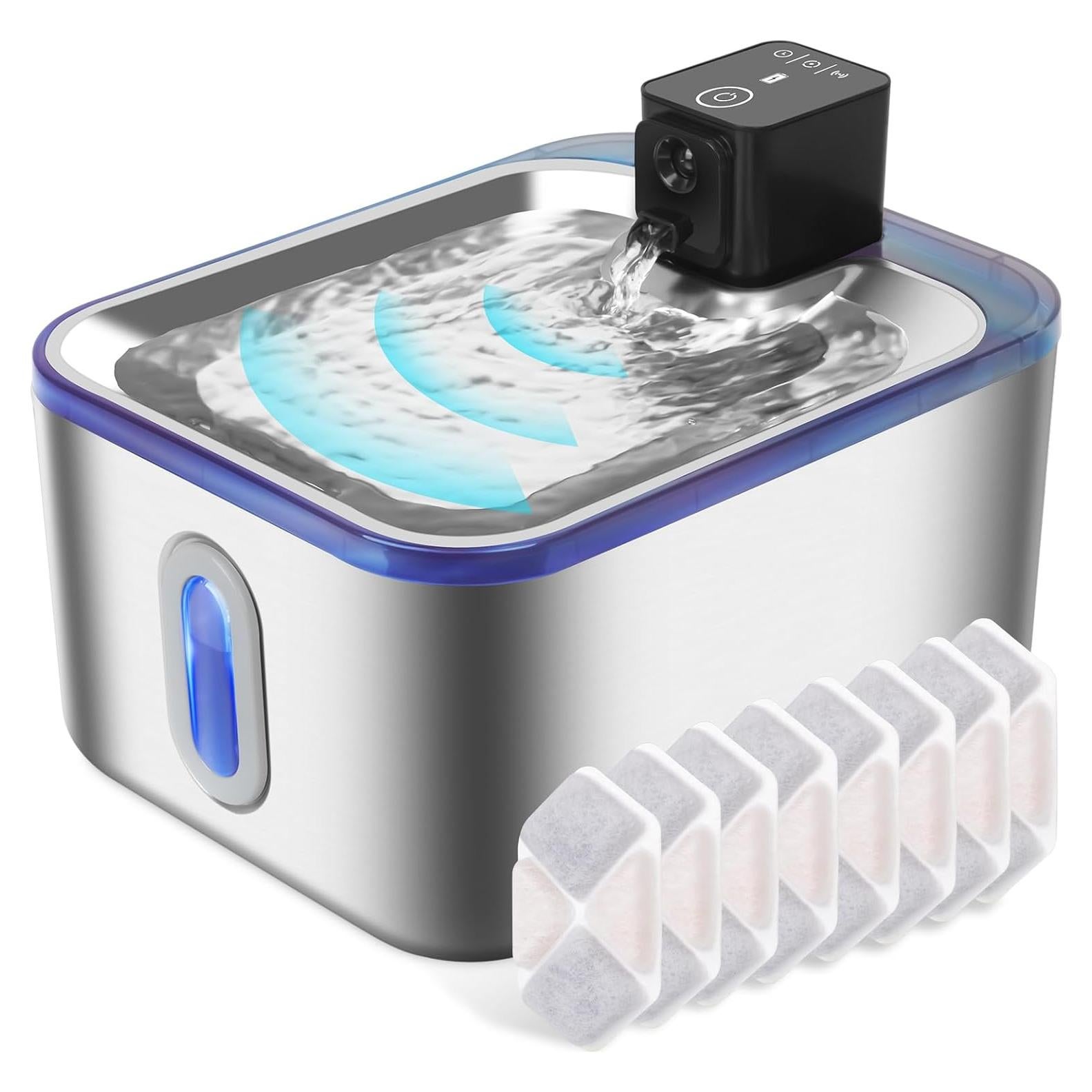 Fuente de Agua para Gatos GOYJOY 5L Acero Inoxidable Batería