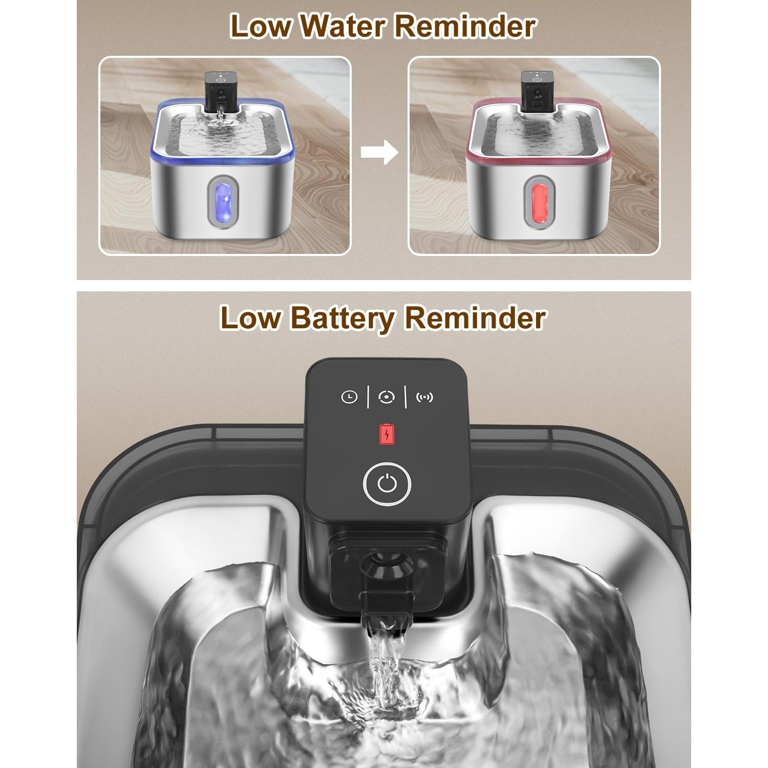 Fuente de Agua para Gatos GOYJOY 5L Acero Inoxidable Batería