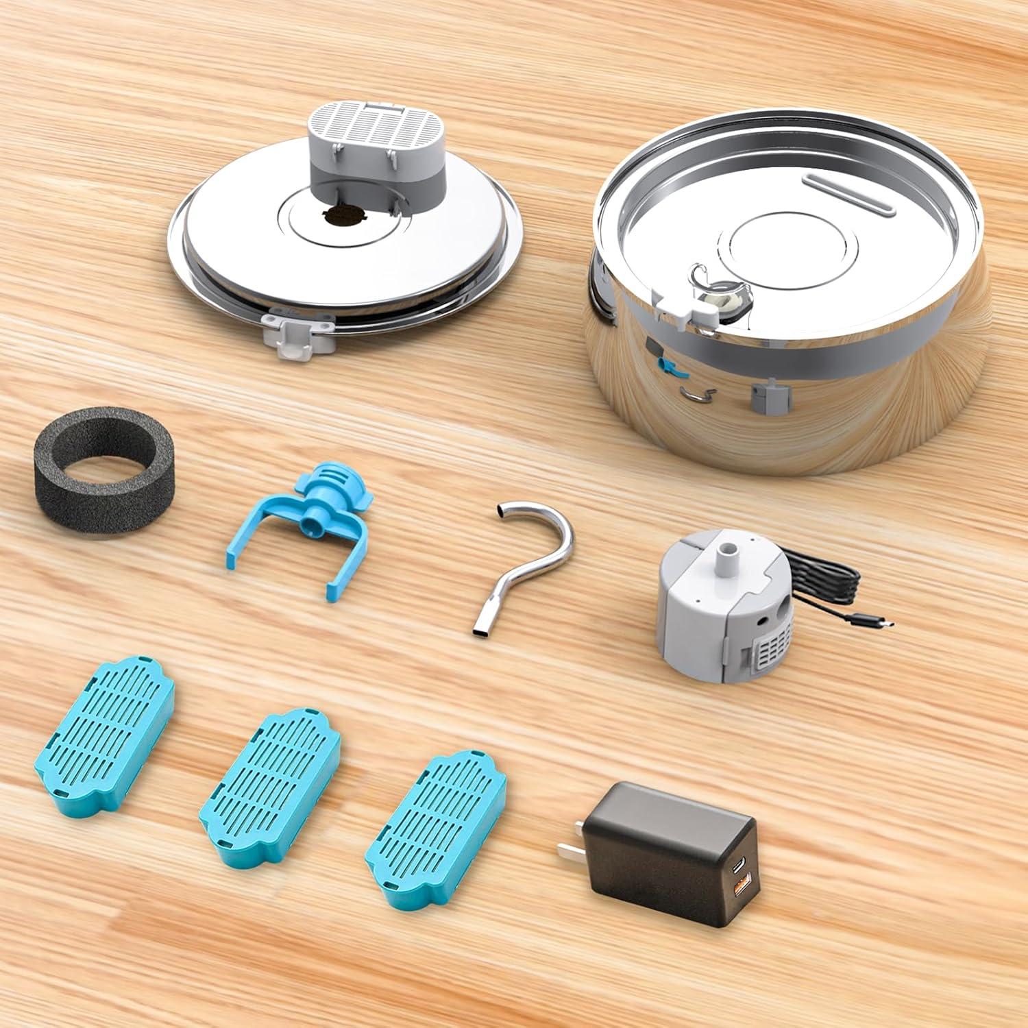 Fuente de Agua para Gatos FWMB 4L Acero Inoxidable Ultra-Silenciosa