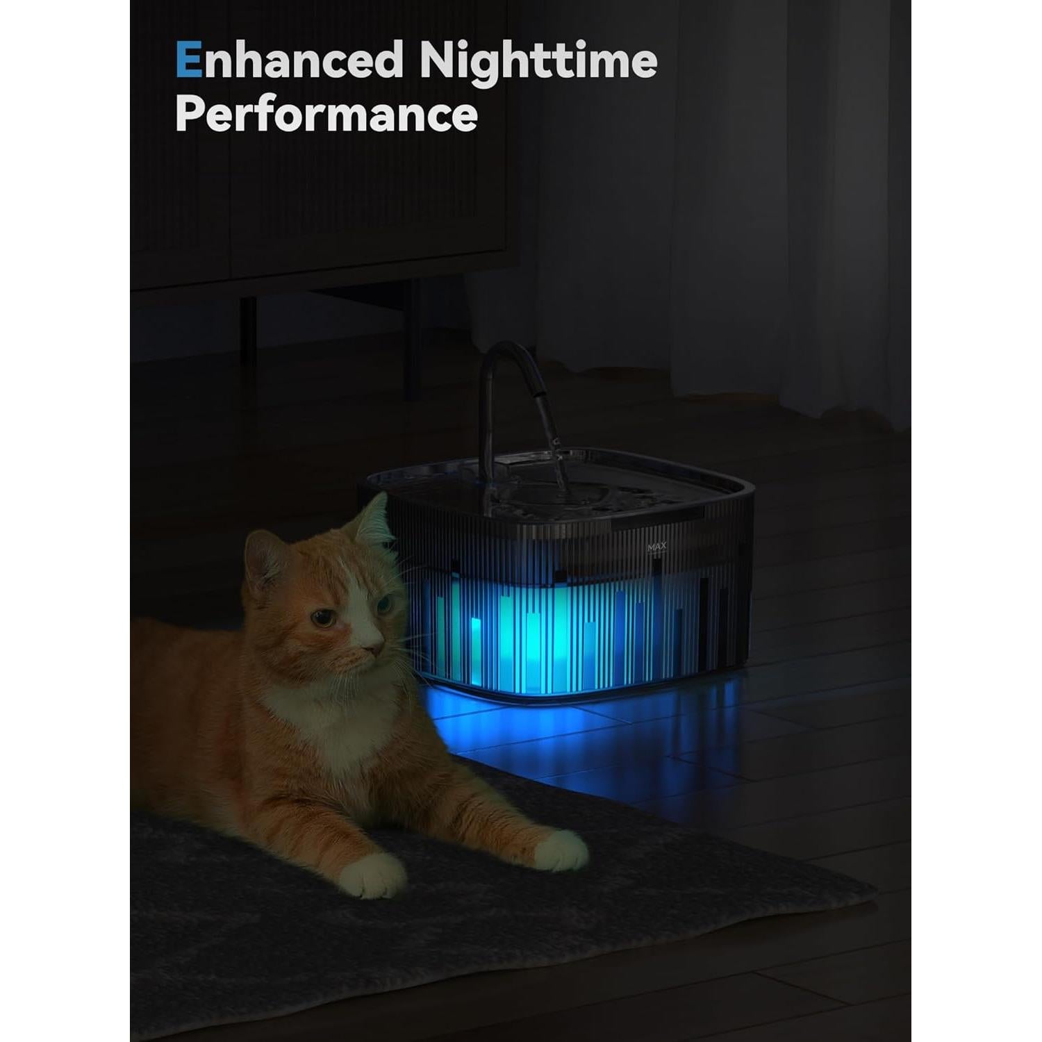 Fuente de Agua para Gatos DCIOGAT 2.2L Acero Inoxidable LED Silenciosa