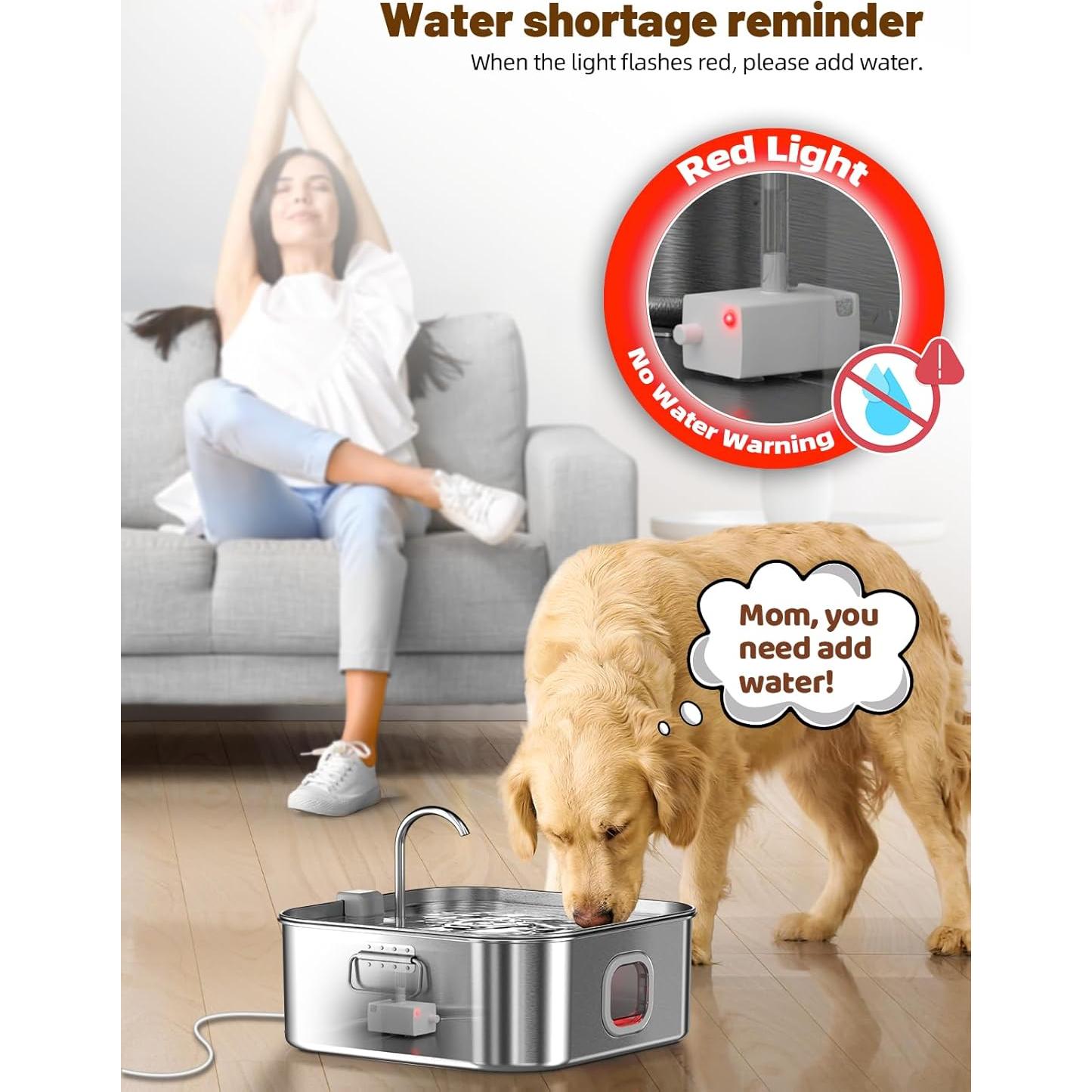 Fuente de Agua para Perros MAILOFY 12L Acero Inoxidable Silenciosa