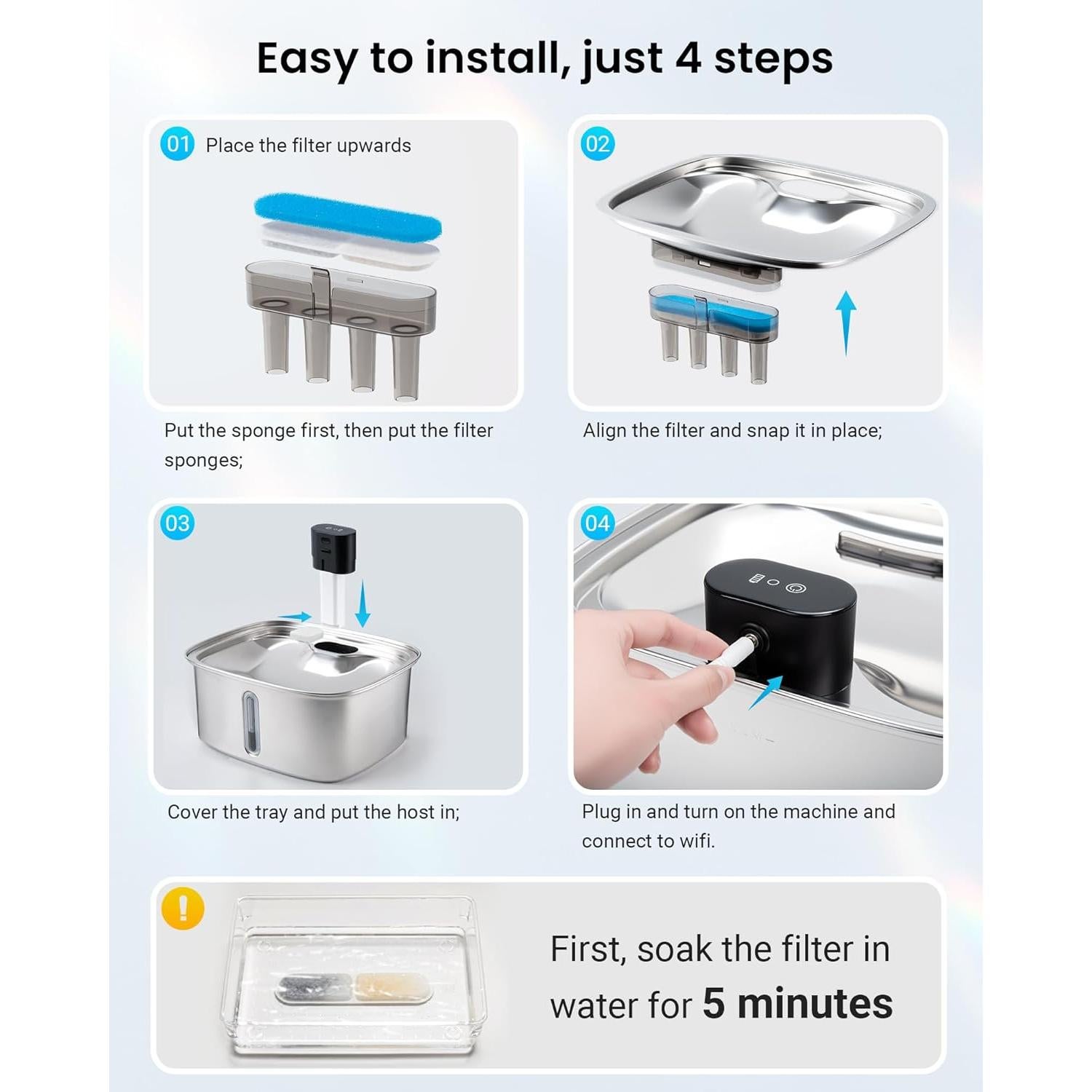 Dispensador de Agua Automático para Perros Vacqueen 10L Acero Inoxidable