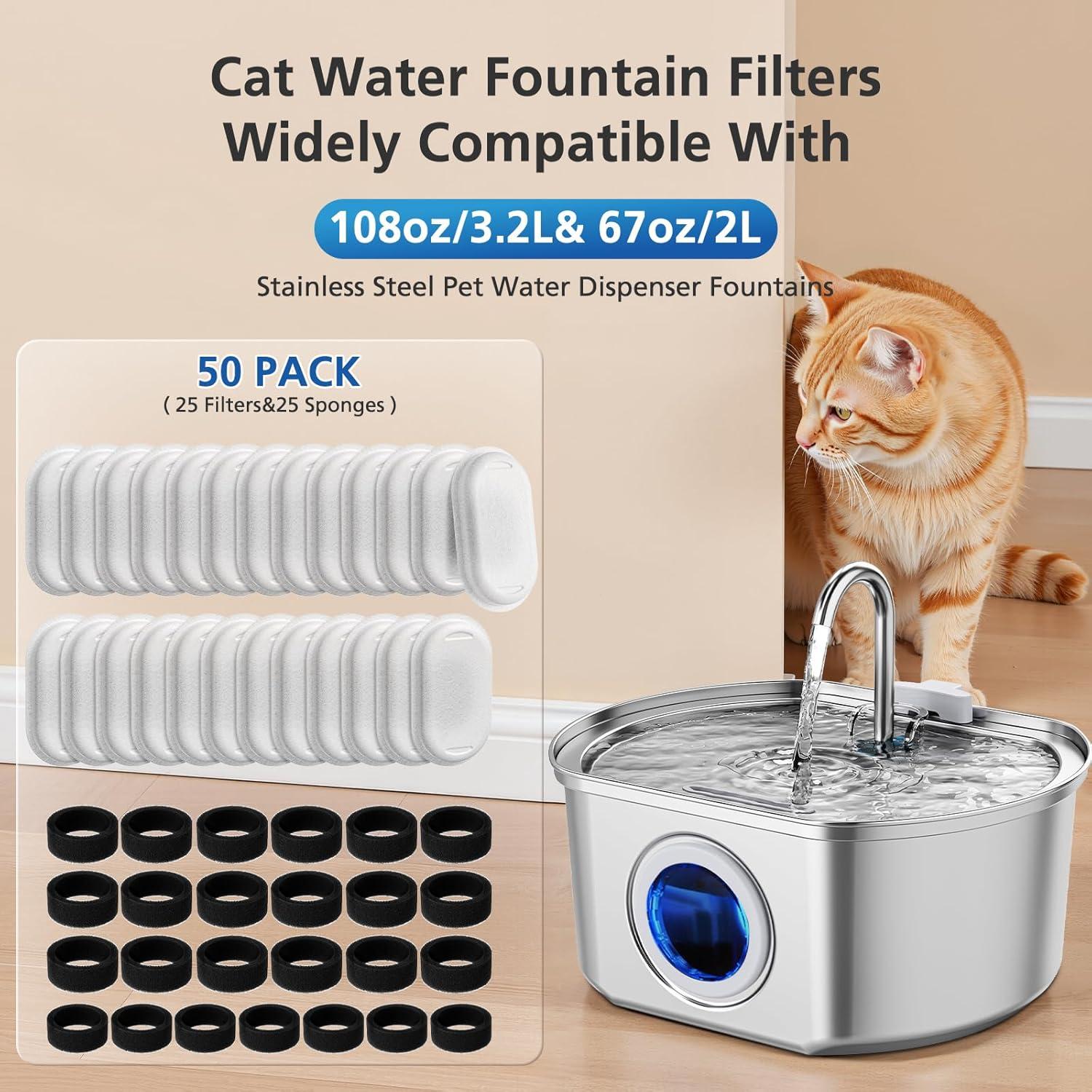Paquete de 50 filtros de agua Beckacher para fuente de gato