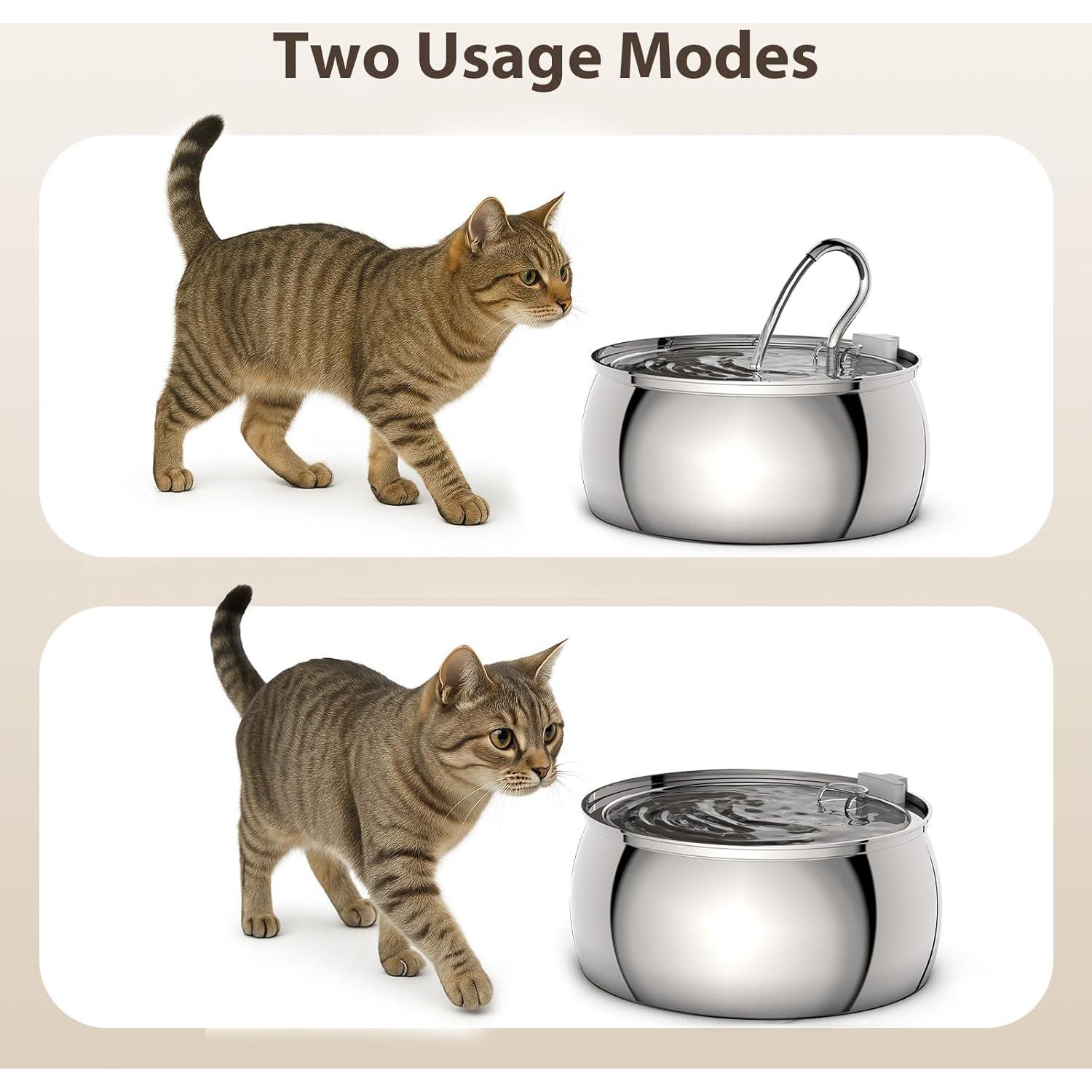 Fuente de Agua para Gatos FWMB Acero Inoxidable 4L Silenciosa