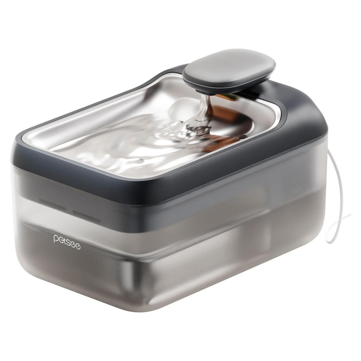 Fuente de Agua Automática PETSEE 4.5L Acero Inoxidable Gris