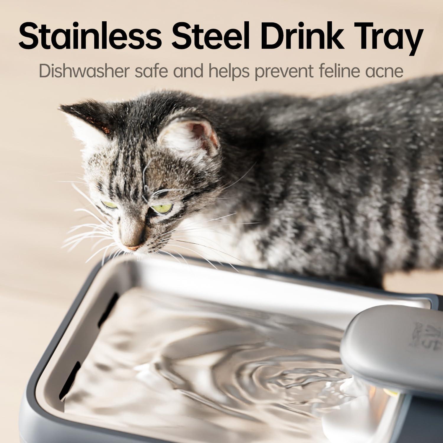 Fuente de Agua Automática PETSEE 4.5L Acero Inoxidable Gris