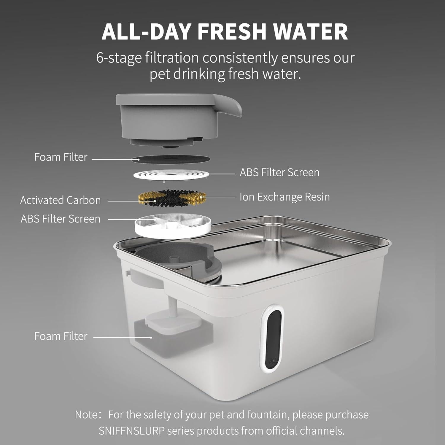 Fuente de Agua para Perros SNIFFNSLURP 7.9L Acero Inoxidable