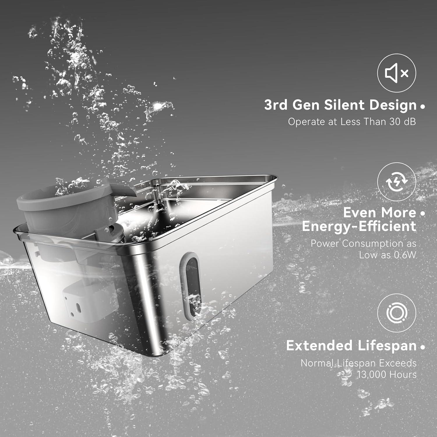 Fuente de Agua para Perros SNIFFNSLURP 7.9L Acero Inoxidable