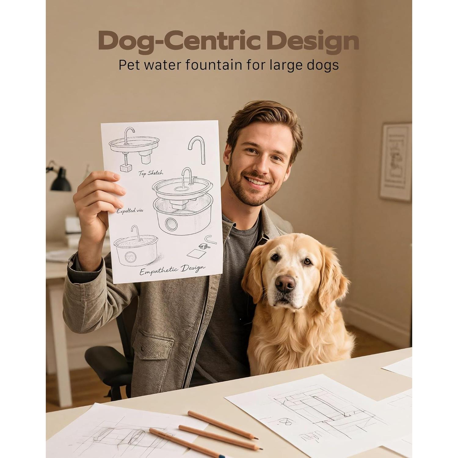 Fuente de Agua para Perros Grandes GROOKPET 12L Acero Inoxidable