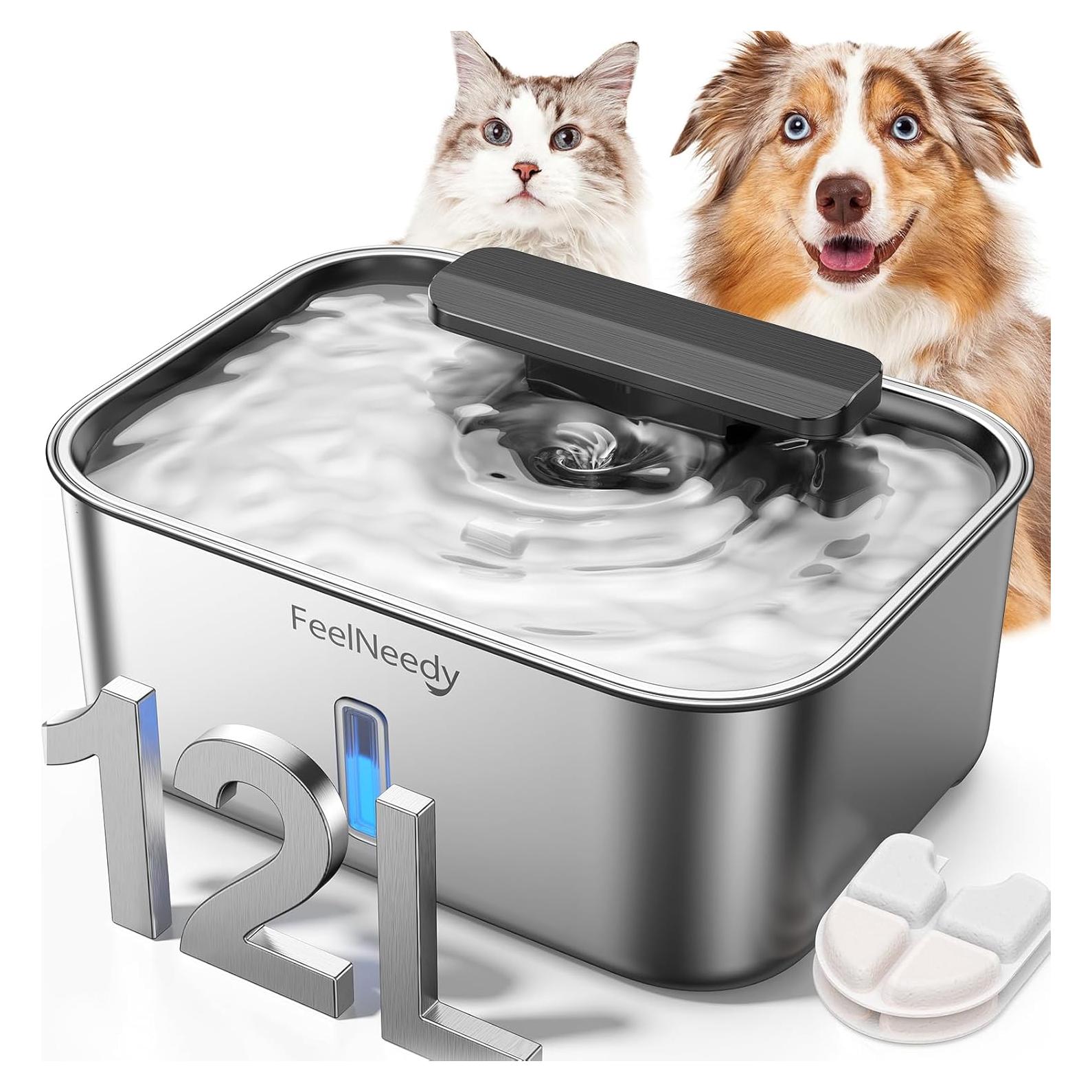 Fuente de Agua para Perros FEELNEEDY 12L Acero Inoxidable