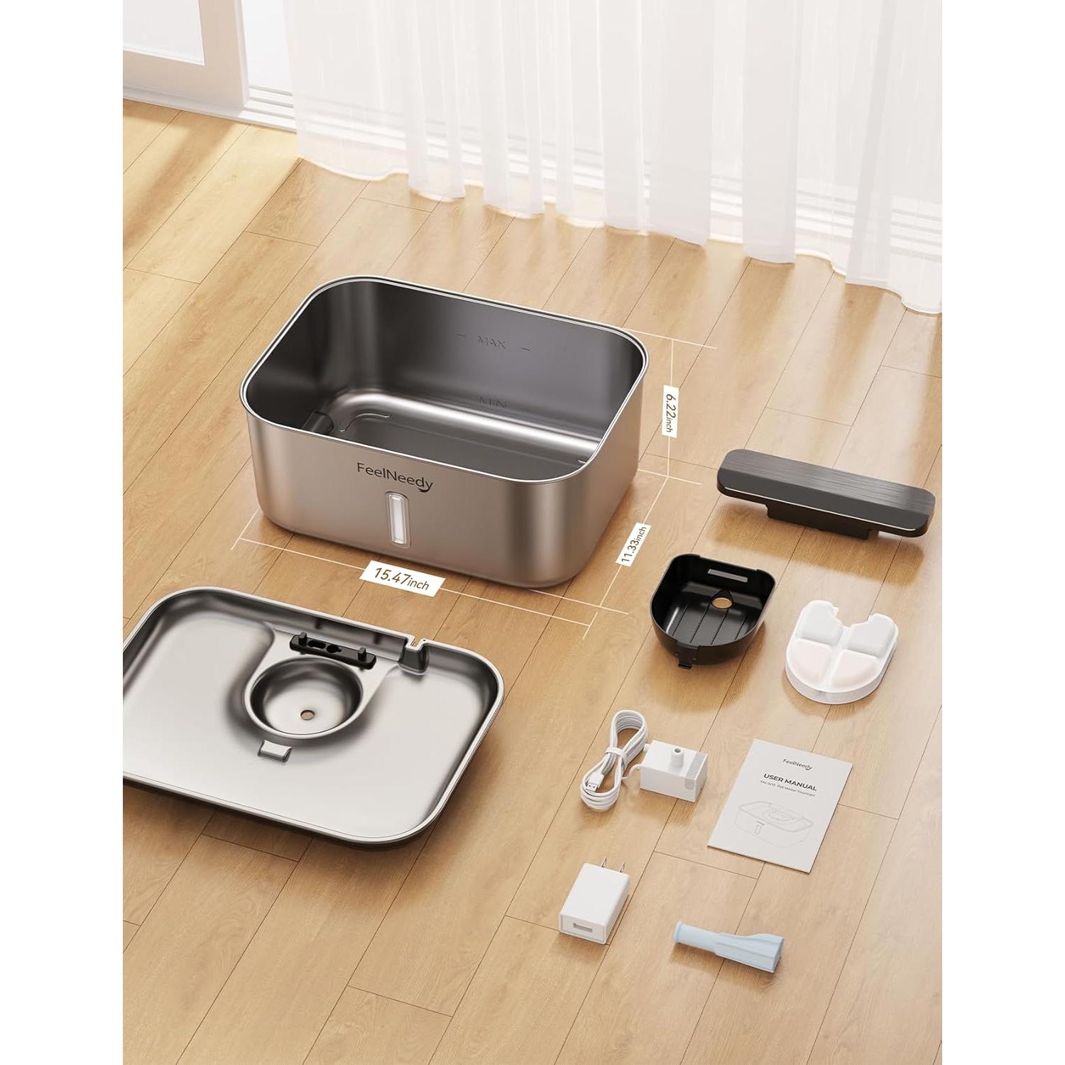 Fuente de Agua para Perros FEELNEEDY 12L Acero Inoxidable