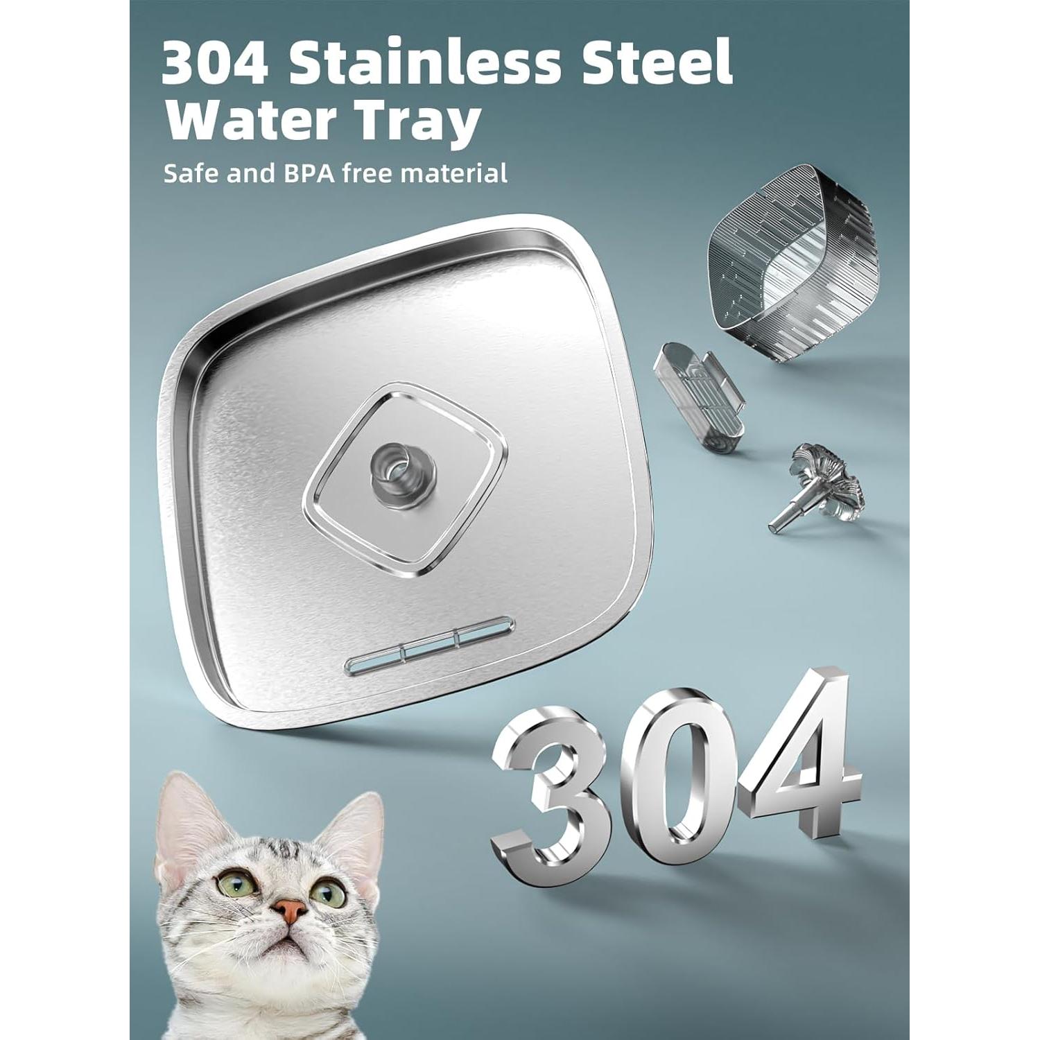 Fuente de Agua para Gatos MAILOFY WF220 2.2L Acero Inoxidable