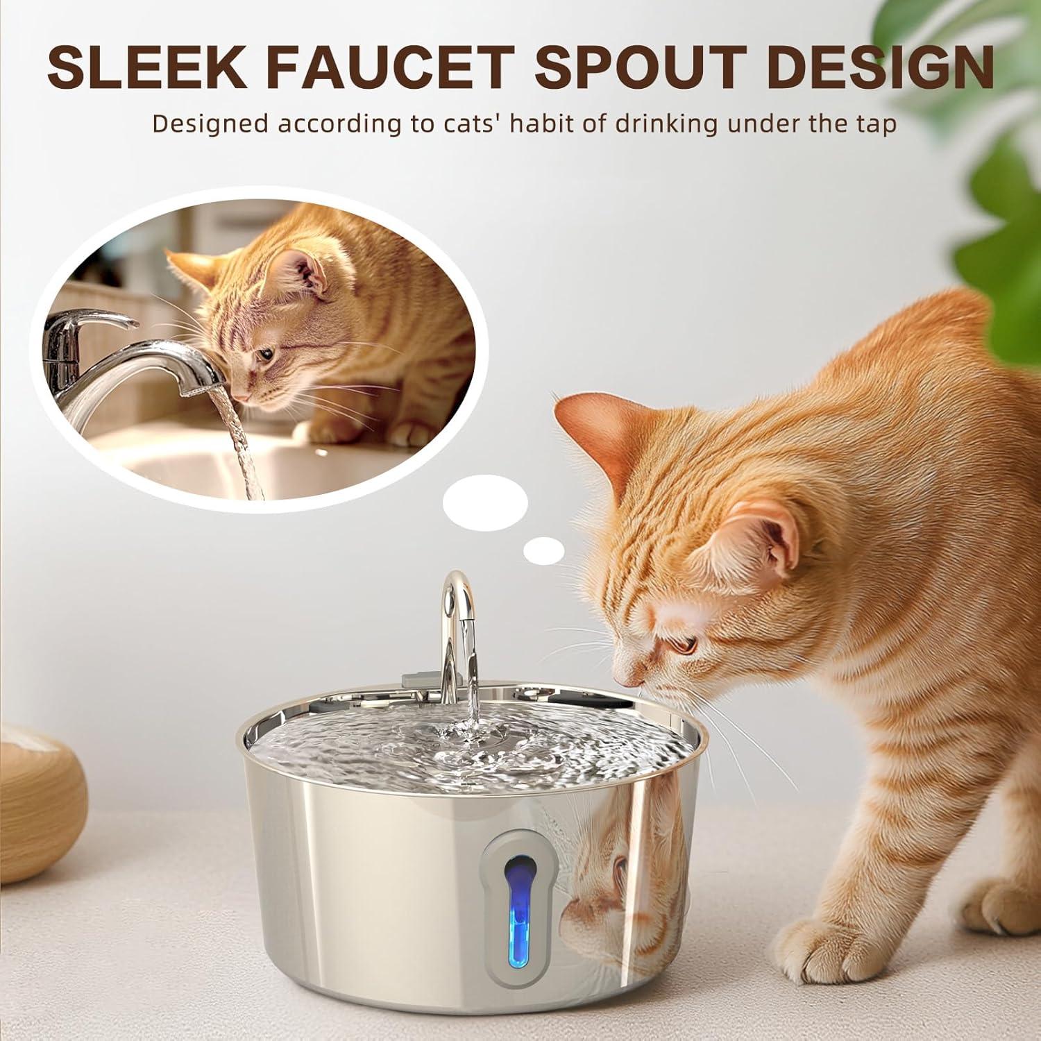 Fuente de Agua Automática para Gatos HAJXM 4L Acero Inoxidable