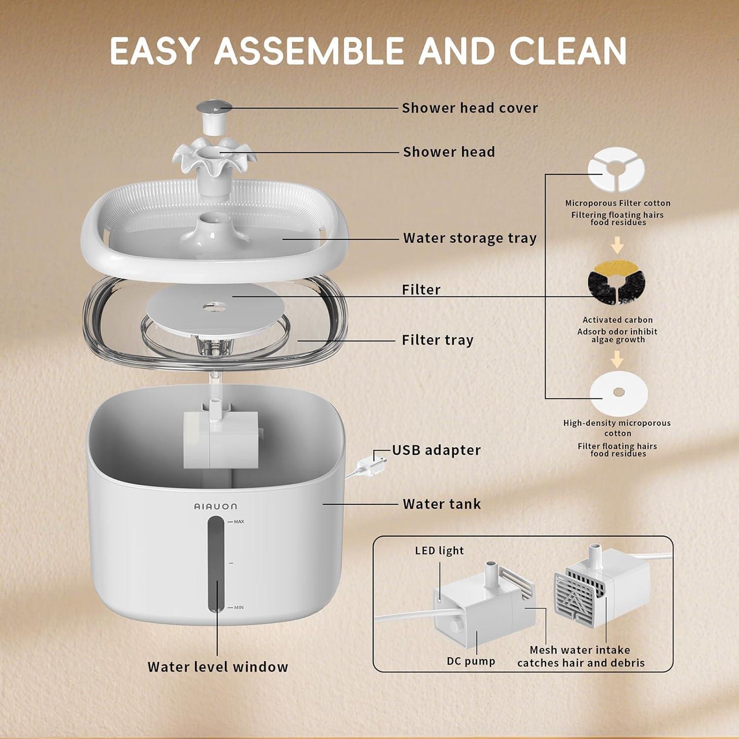 Fuente de Agua Automática para Gatos AIAUON W01 Pro 2.5L