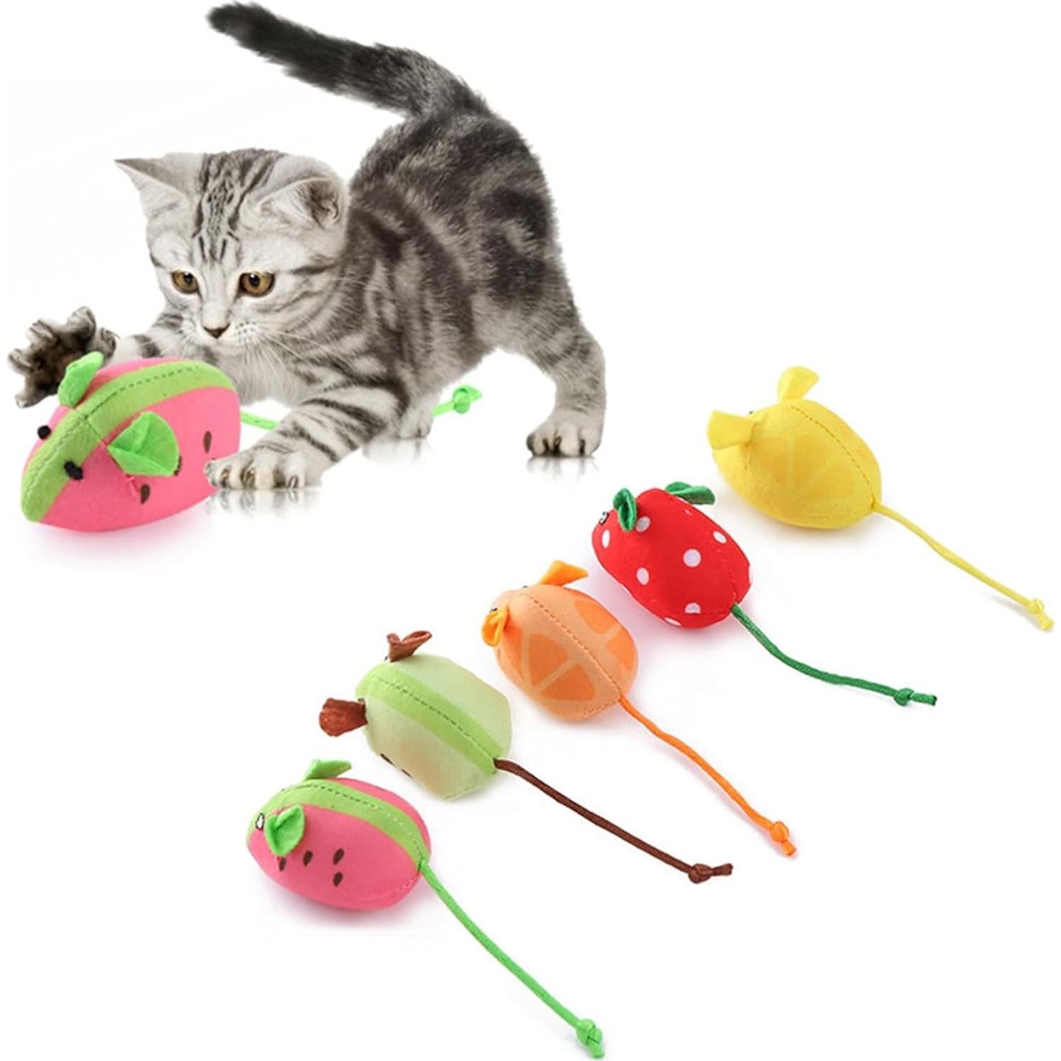 Set de Juguetes para Gatos con Hierba Gatera - 5 Piezas Frutas