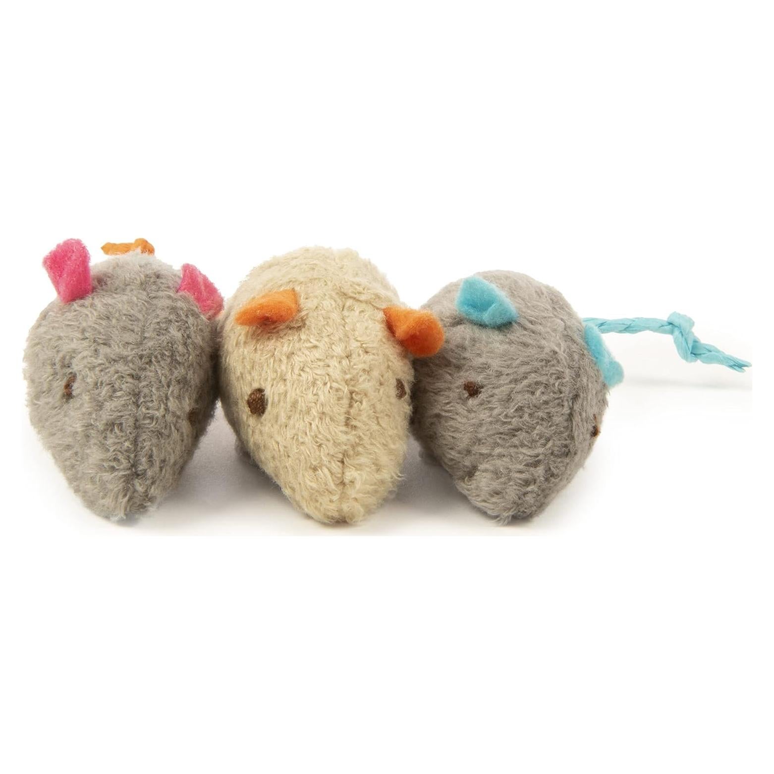 SmartyKat (3 Count) Skitter Critters Catnip Cat Toys - Gray/Cream, 3 Count