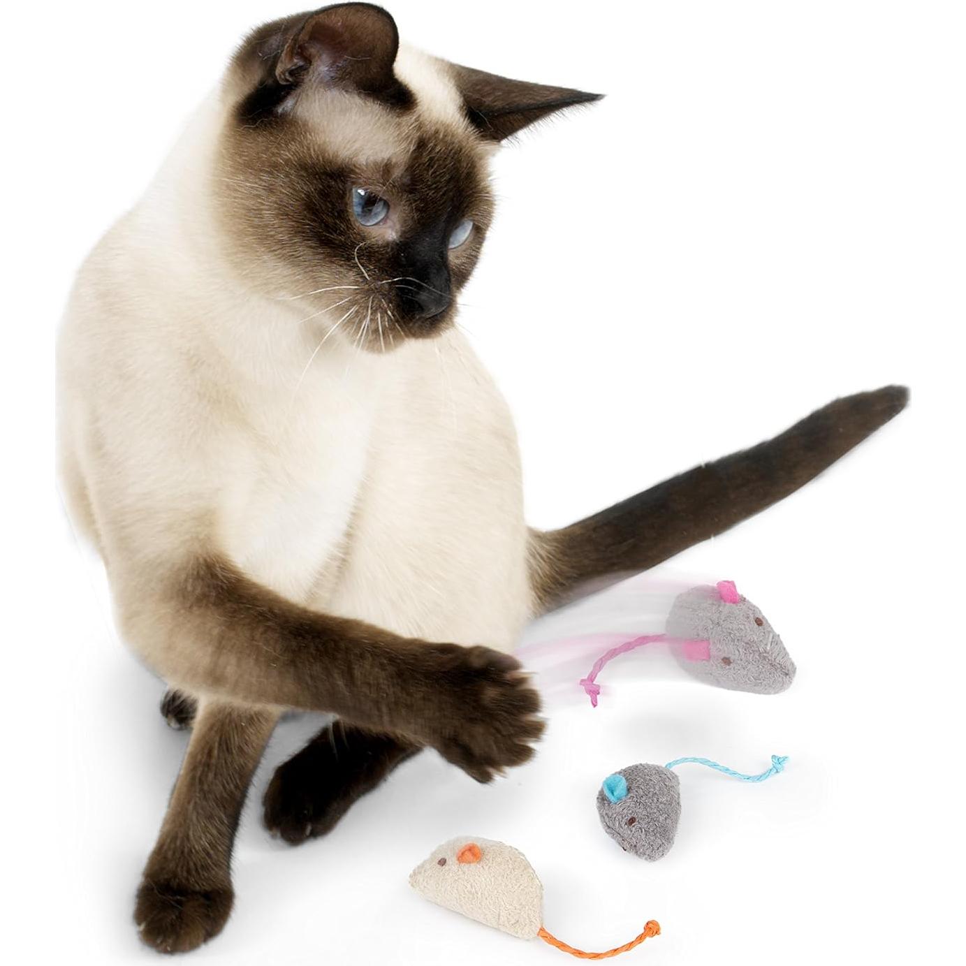 SmartyKat (3 Count) Skitter Critters Catnip Cat Toys - Gray/Cream, 3 Count