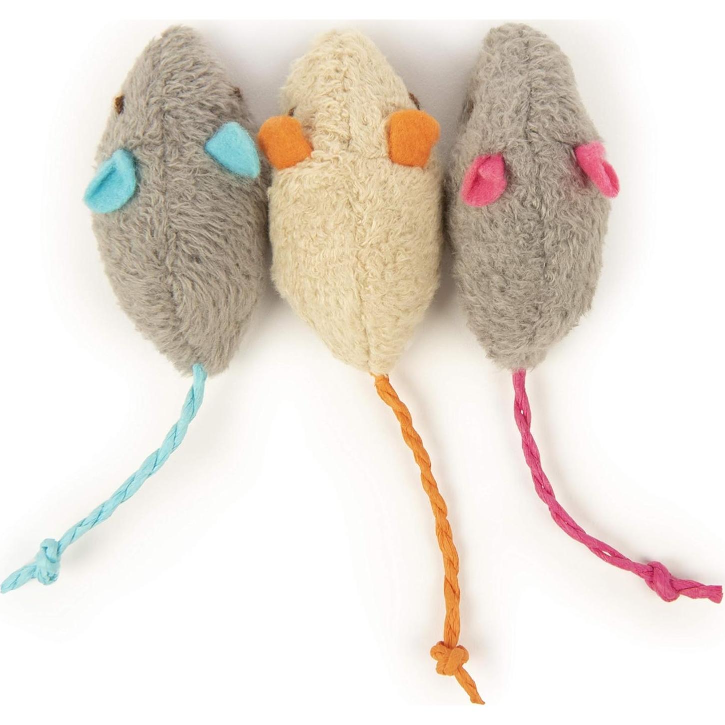 SmartyKat (3 Count) Skitter Critters Catnip Cat Toys - Gray/Cream, 3 Count