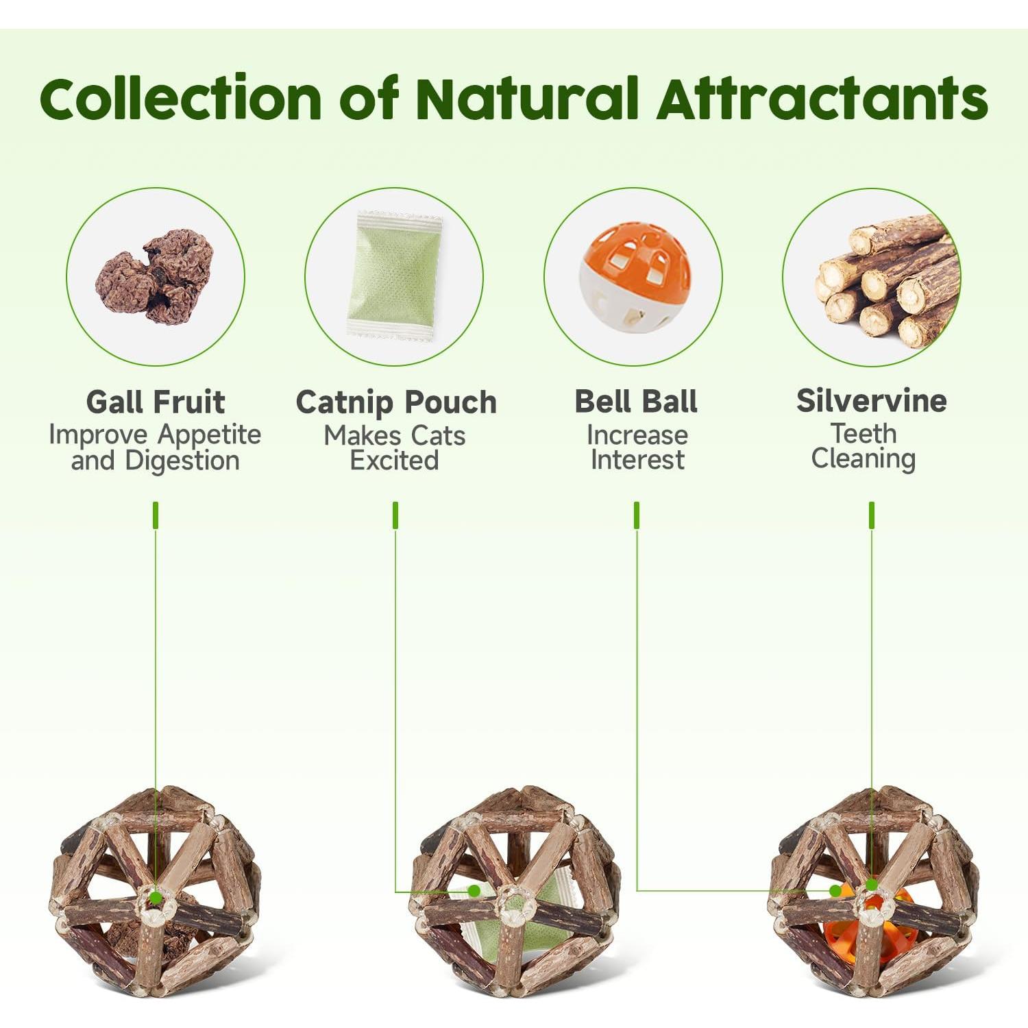 Juguetes para Gatos Potaroma - 3 Piezas Catnip y Silvervine