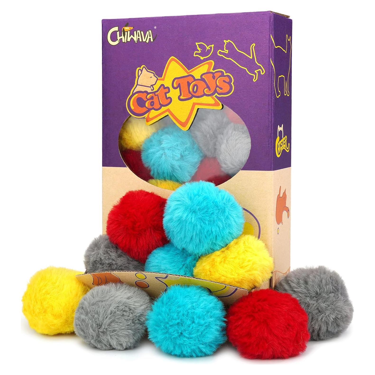 Pelotas Pom Pom para Gatos Chiwava 24PCS Suaves y Ligeras