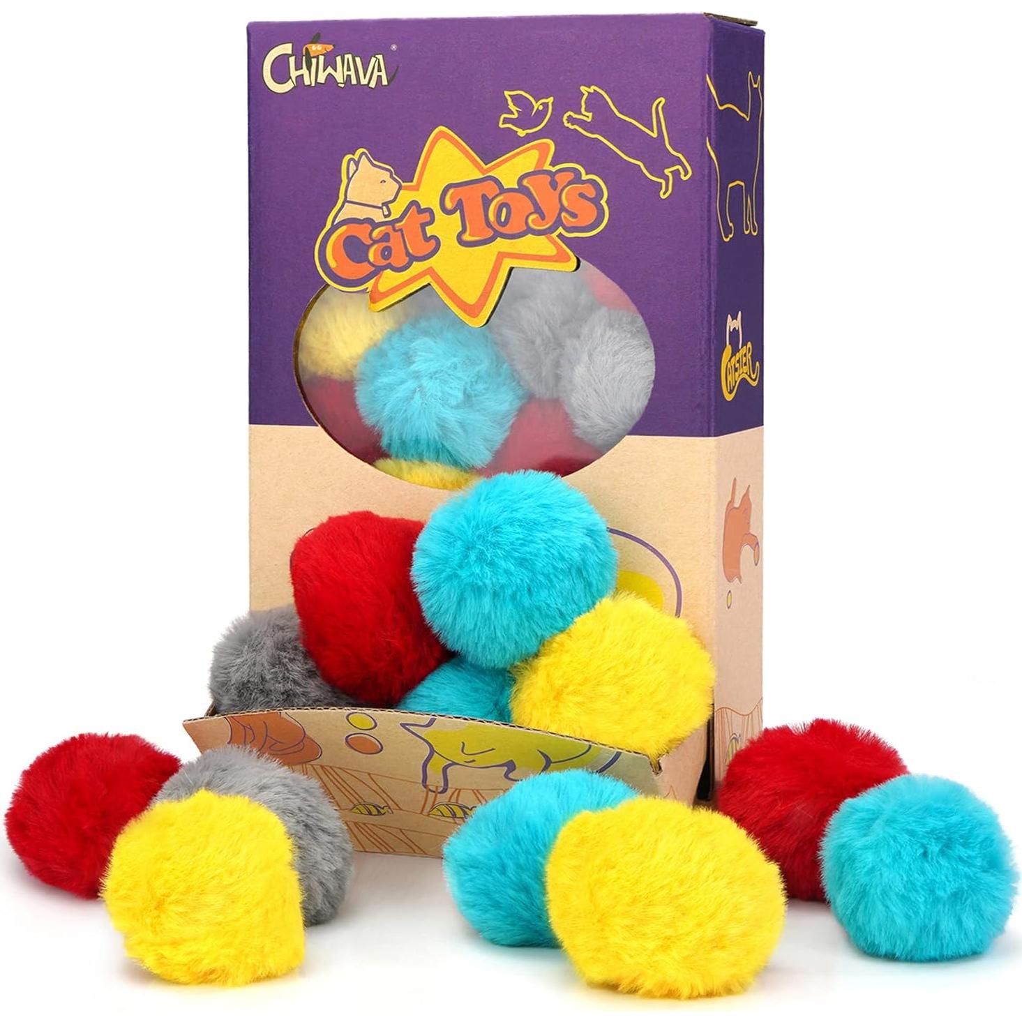 Pelotas Pom Pom para Gatos Chiwava 24PCS Suaves y Ligeras