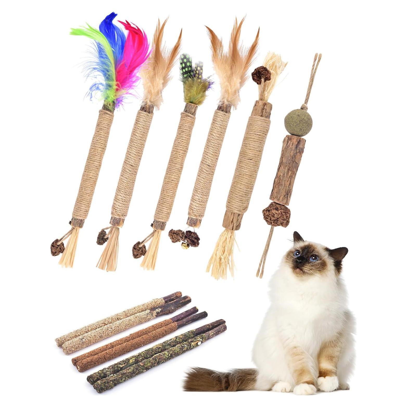 Palos de Masticar Silvervine TINDTOP para Gatos - Paquete de 12