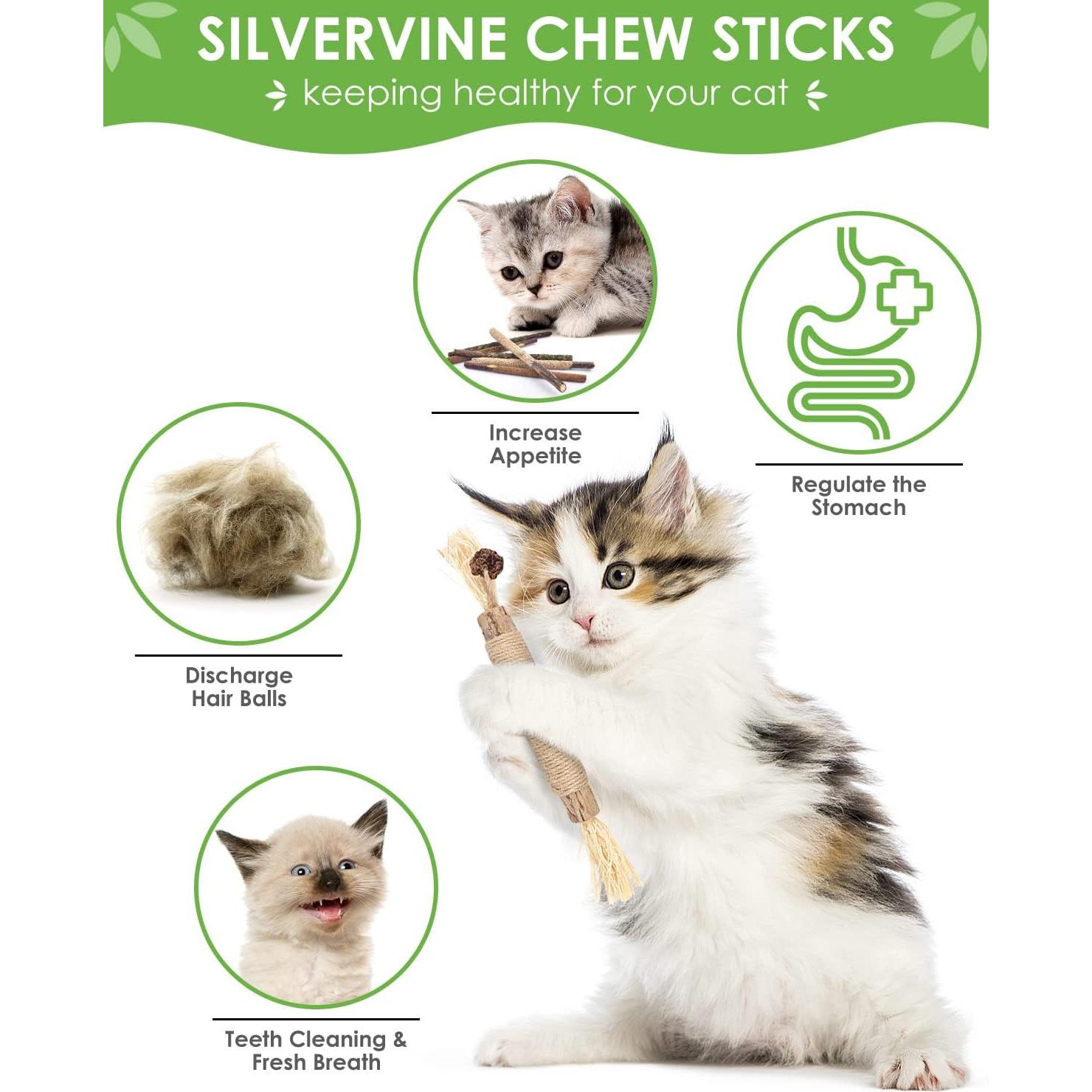 Palos de Masticar Silvervine TINDTOP para Gatos - Paquete de 12