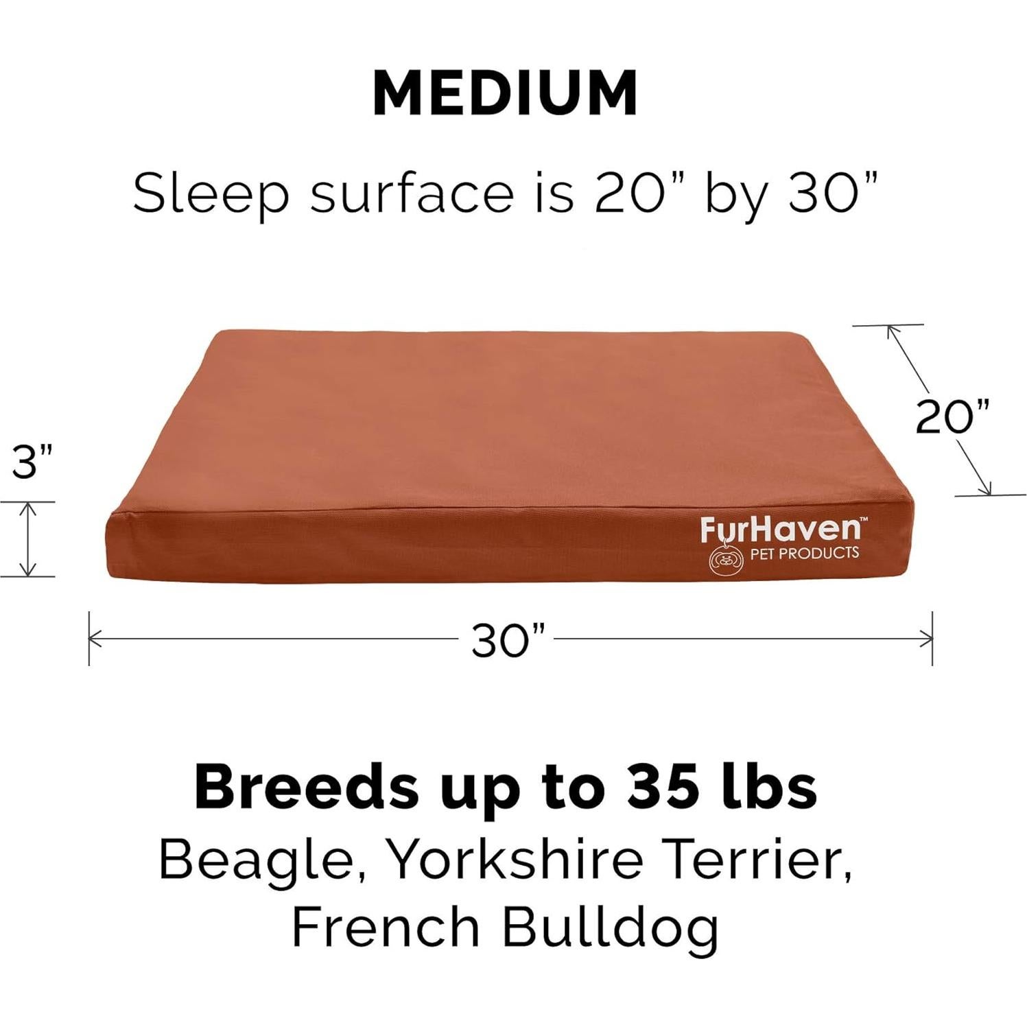 Cama ortopédica Furhaven para perros medianos - Castaño