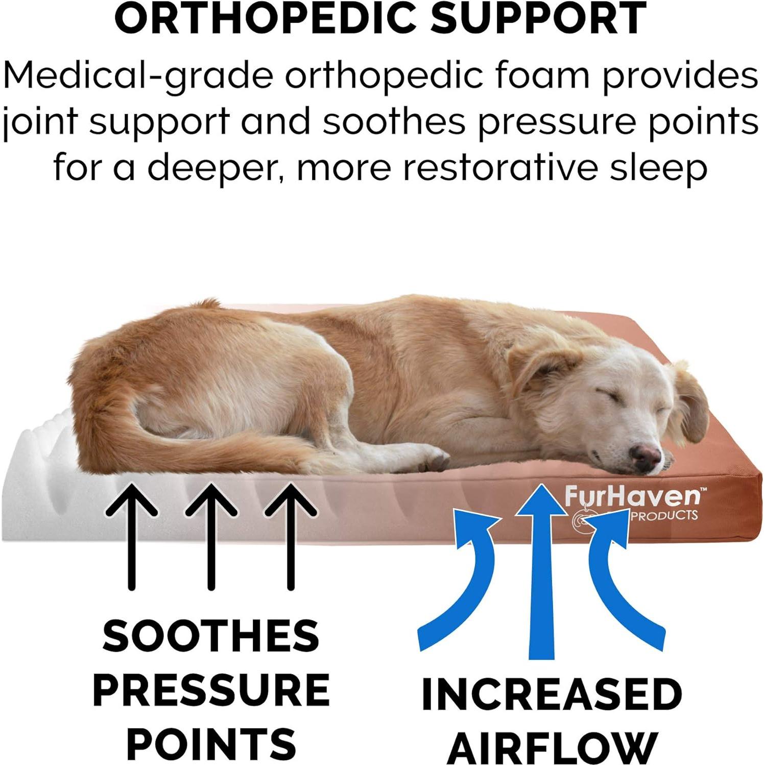 Cama ortopédica Furhaven para perros medianos - Castaño