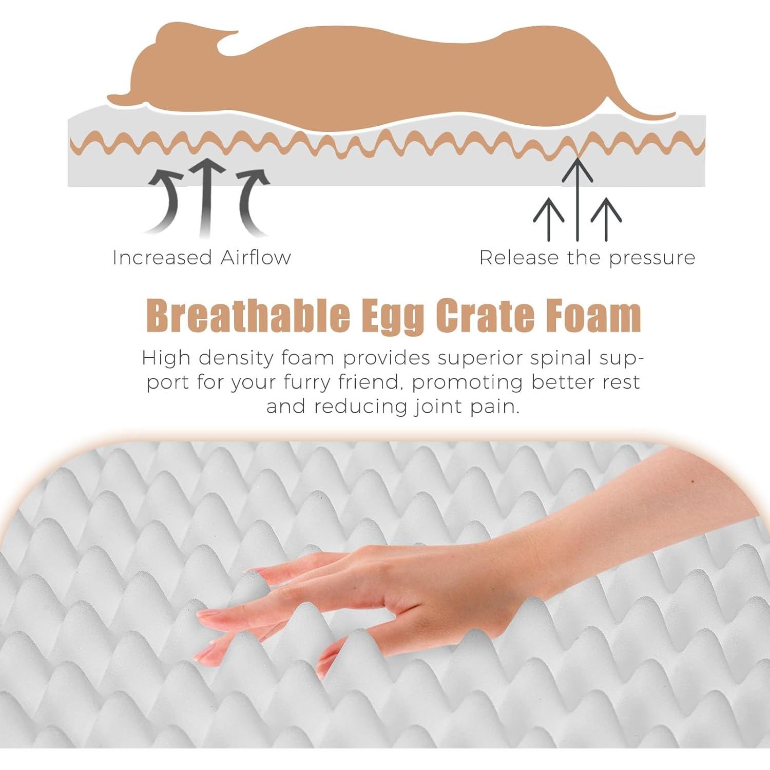 Cama Ortopédica Impermeable para Perros OUPEIWAWA 91.4x66.8cm Beige