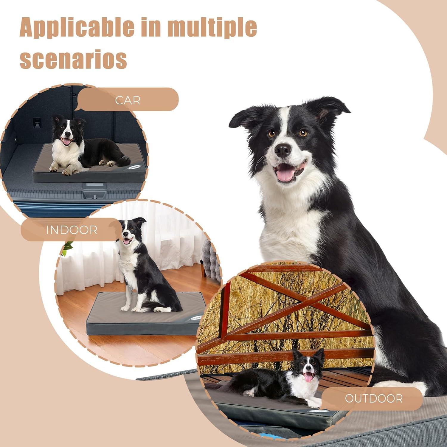 Cama Ortopédica Impermeable para Perros OUPEIWAWA 91.4x66.8cm Beige