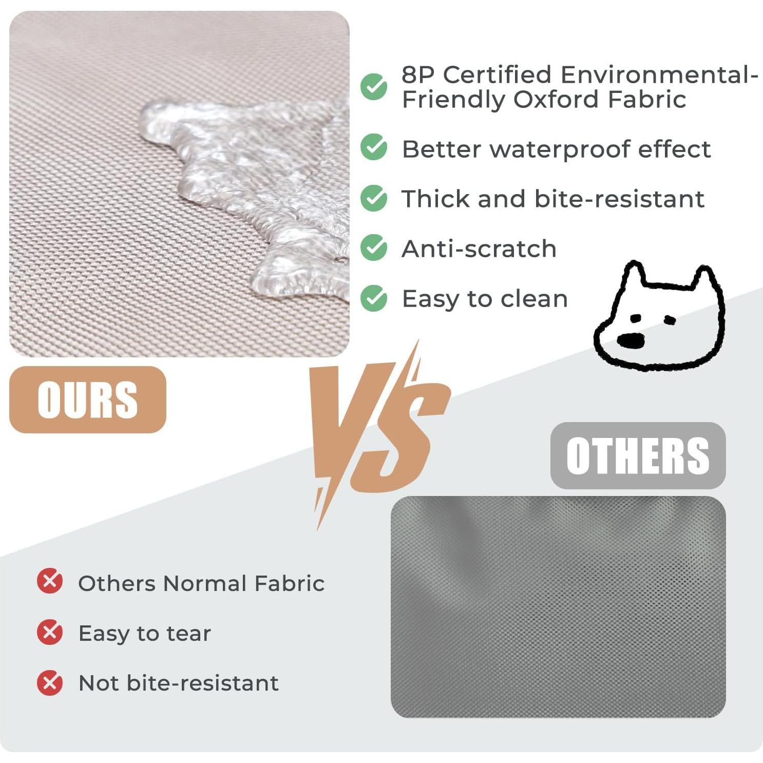 Cama Ortopédica Impermeable para Perros OUPEIWAWA 91.4x66.8cm Beige