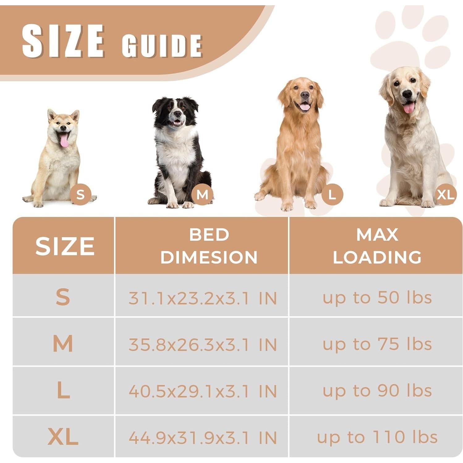 Cama Ortopédica Impermeable para Perros OUPEIWAWA 91.4x66.8cm Beige