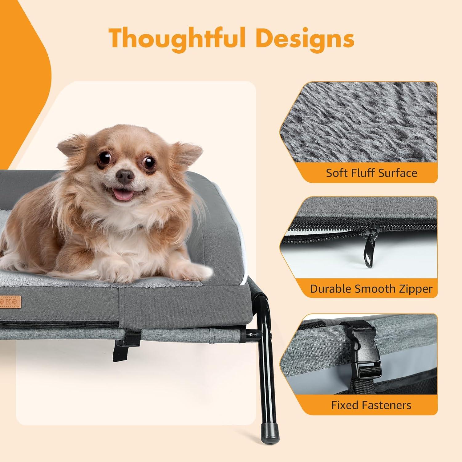 Cama Elevada para Perros Lekereise 2-en-1 Gris 81.99x67.78cm