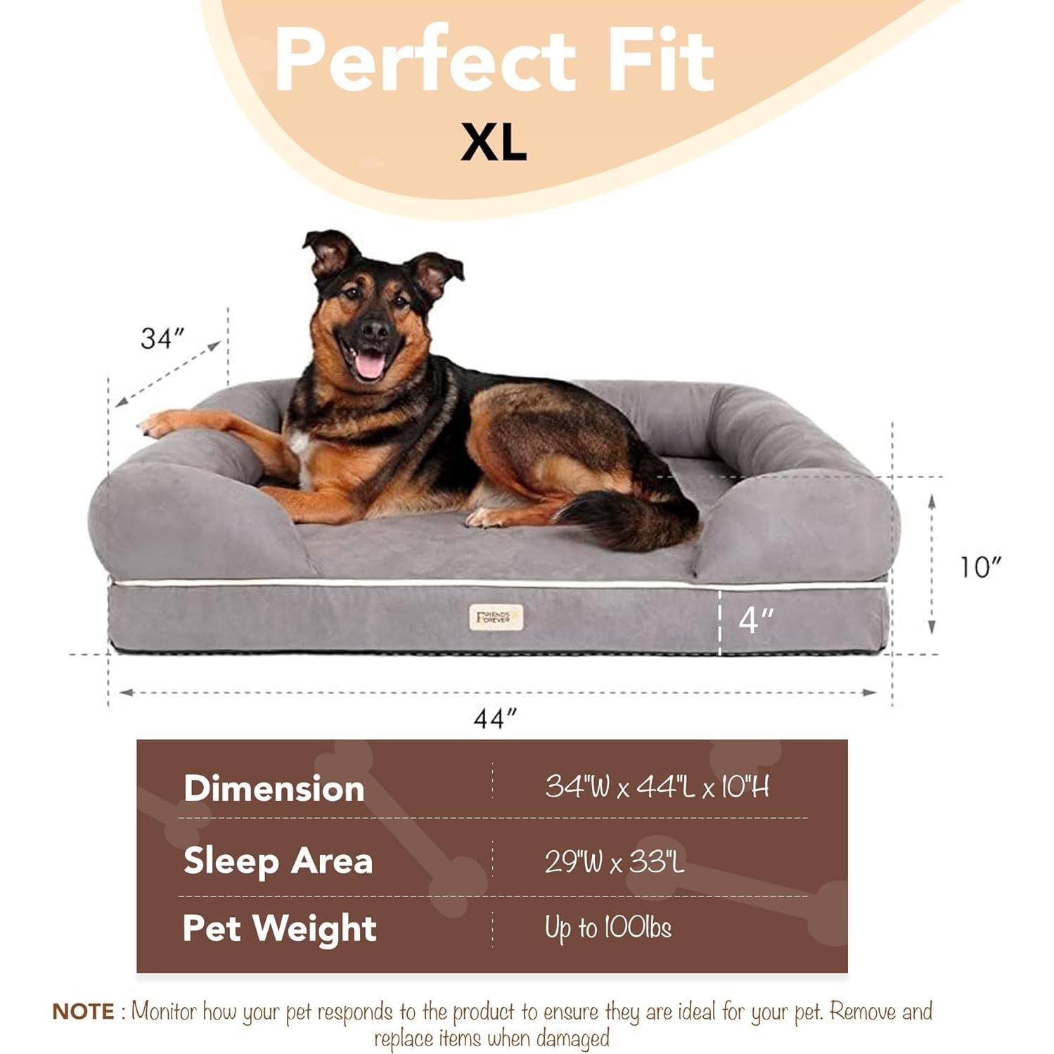Cama Ortopédica para Perros X-Large Friends Forever Gris