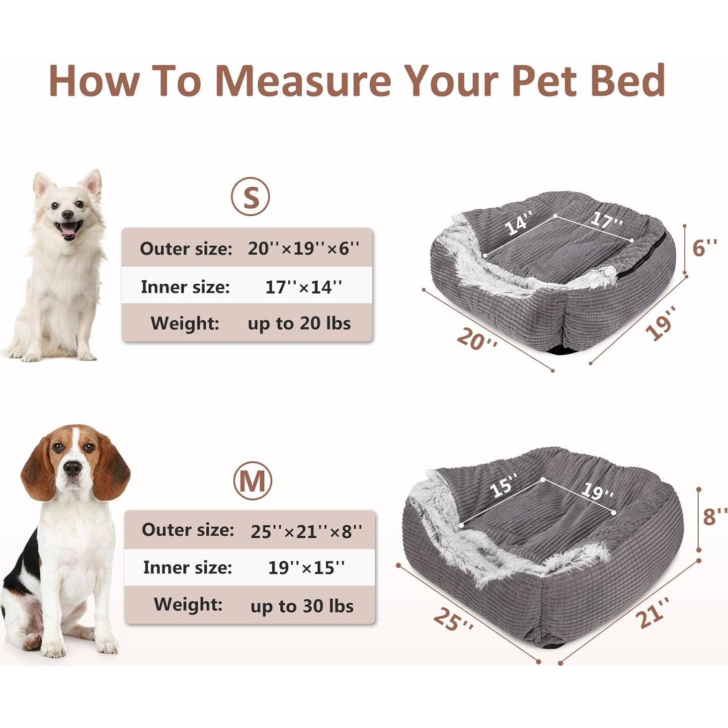 Cama para Perros MIXJOY Mediana 63.5x53.3cm Ortopédica Lavable