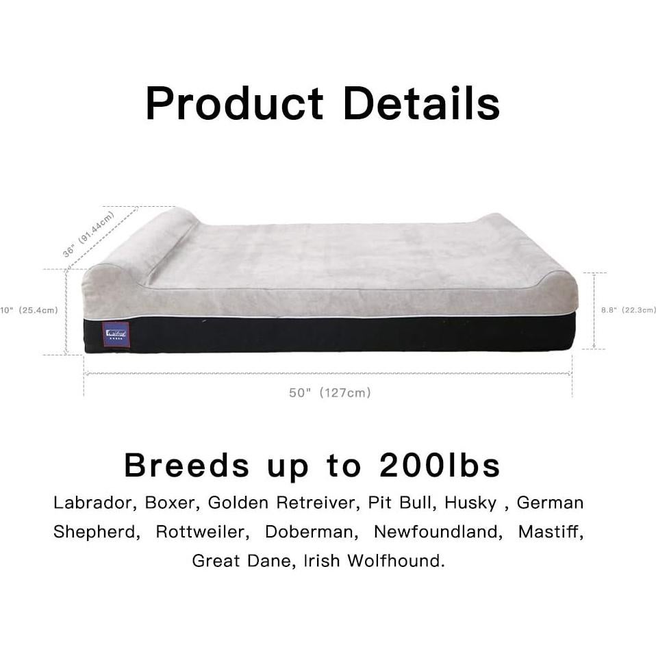 Funda Desmontable para Cama de Perros Laifug Jumbo 127x91cm Gris