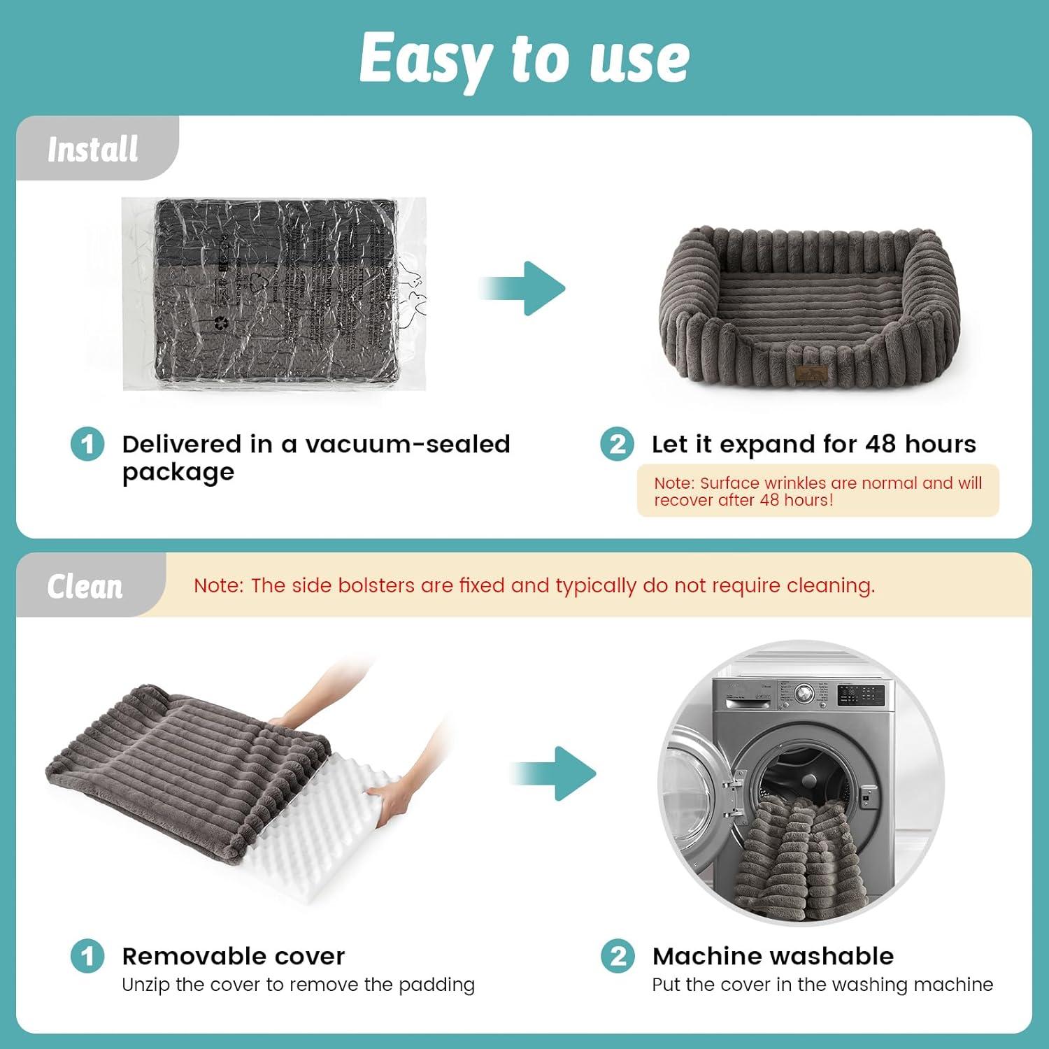 Cama Ortopédica para Mascotas COZY KISS 76.2x58.4cm Gris