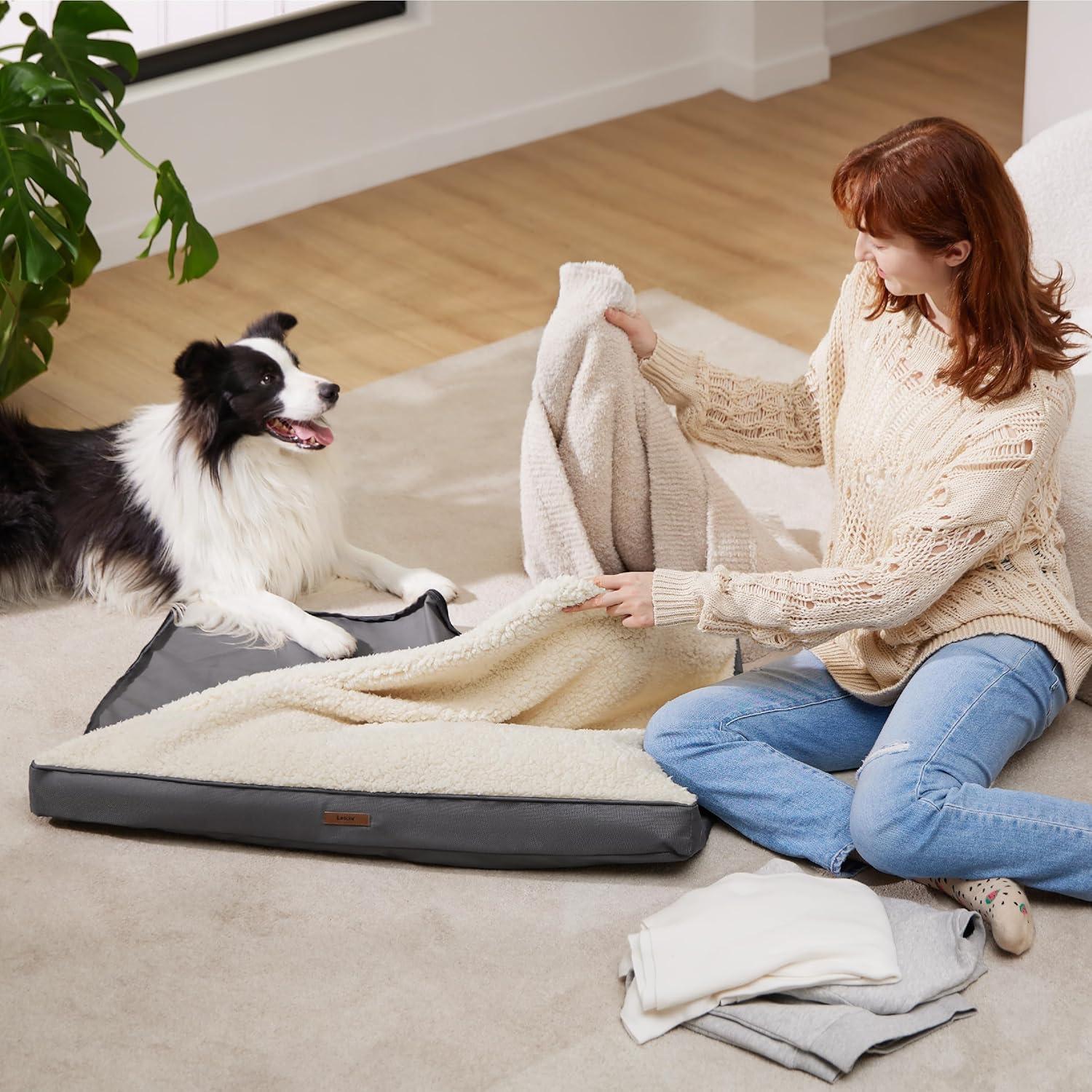 Funda de Cama para Perro Bedsure Comfy Pet XL Gris 112x81 cm